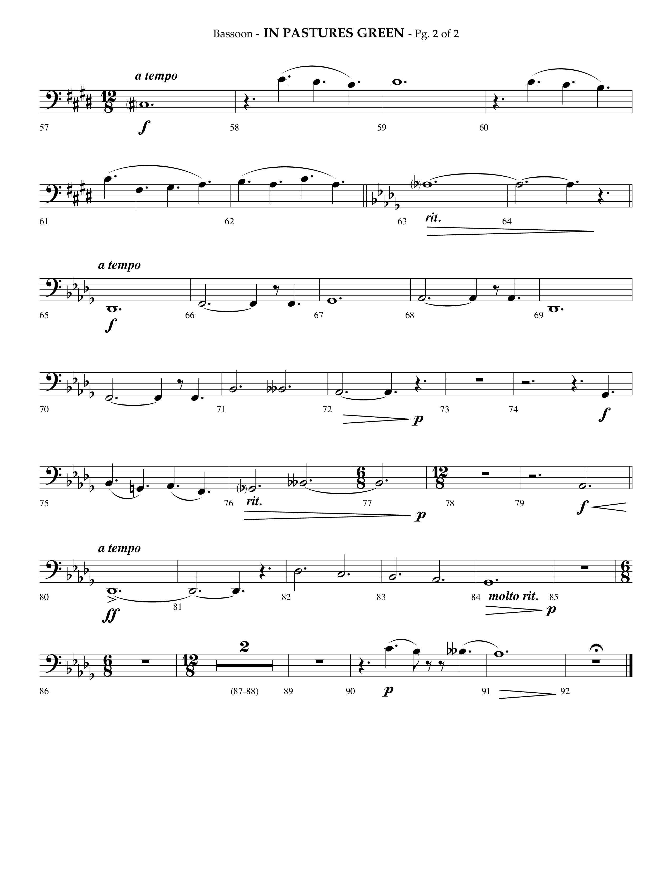 In Pastures Green (Choral Anthem SATB) Bassoon (Lifeway Choral / Arr. Phillip Keveren)