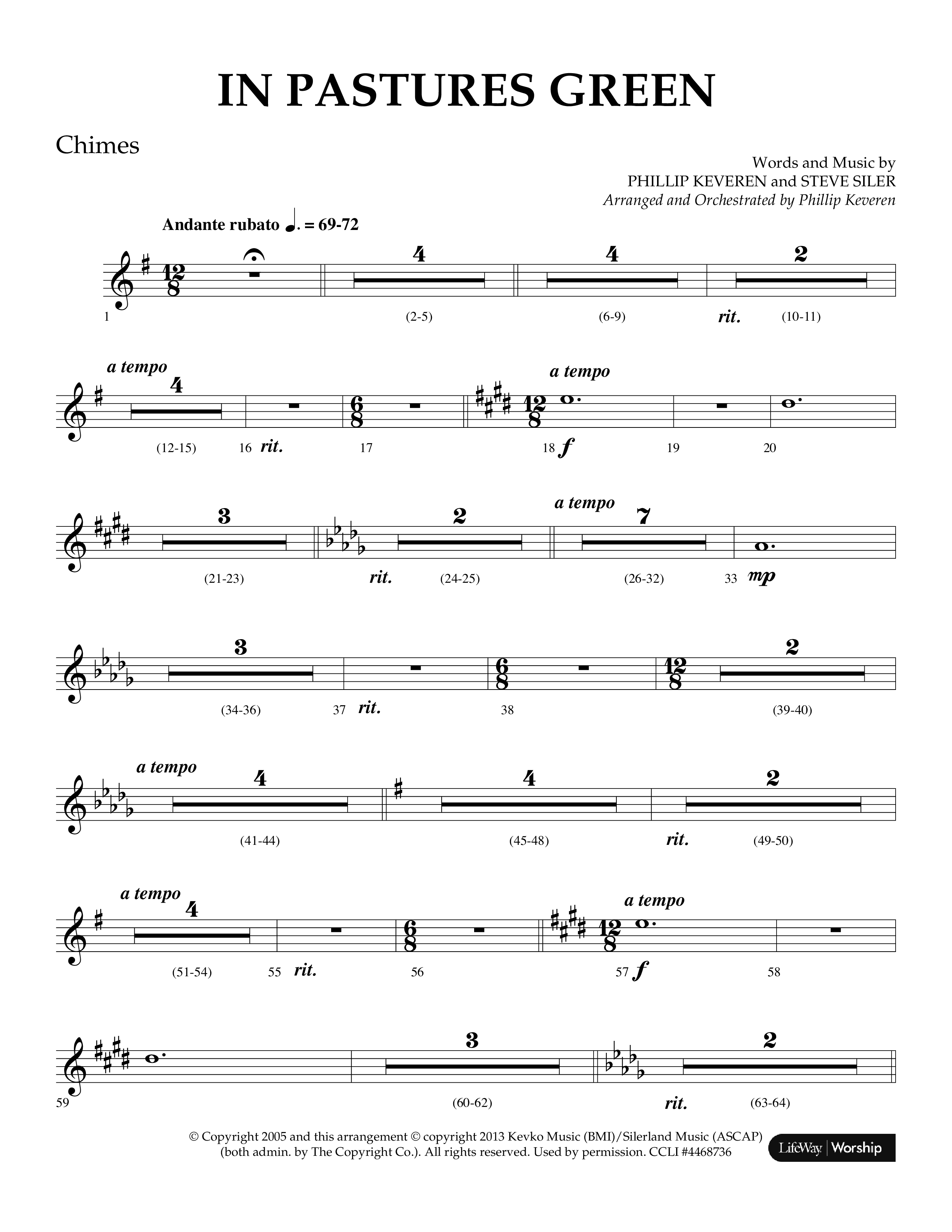 In Pastures Green (Choral Anthem SATB) Chimes (Lifeway Choral / Arr. Phillip Keveren)