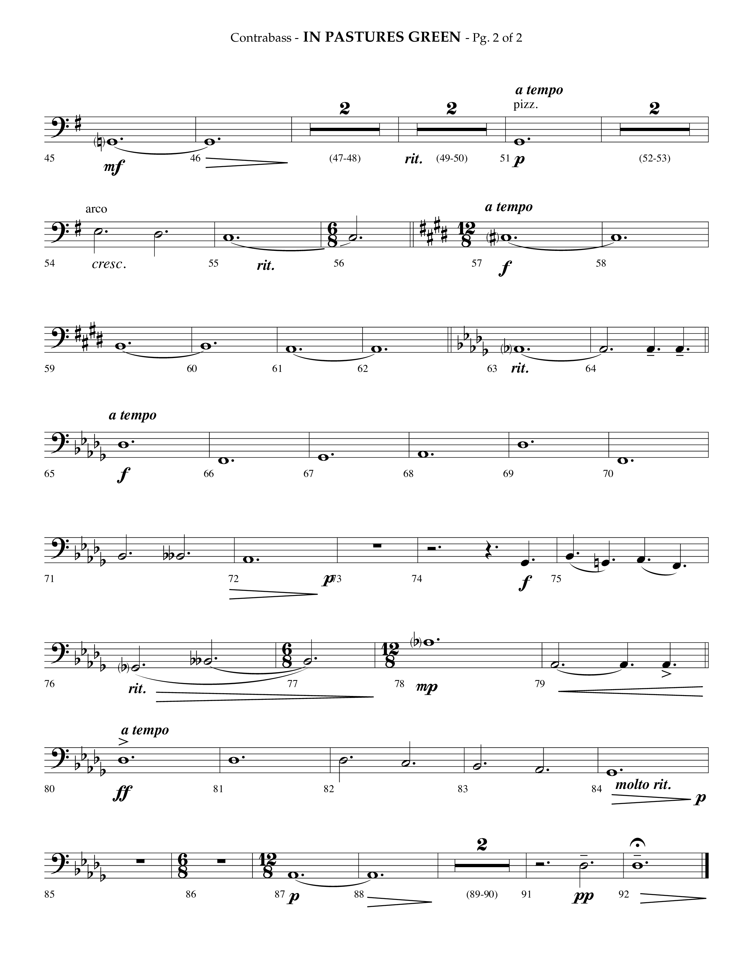 In Pastures Green (Choral Anthem SATB) Contrabass (Lifeway Choral / Arr. Phillip Keveren)