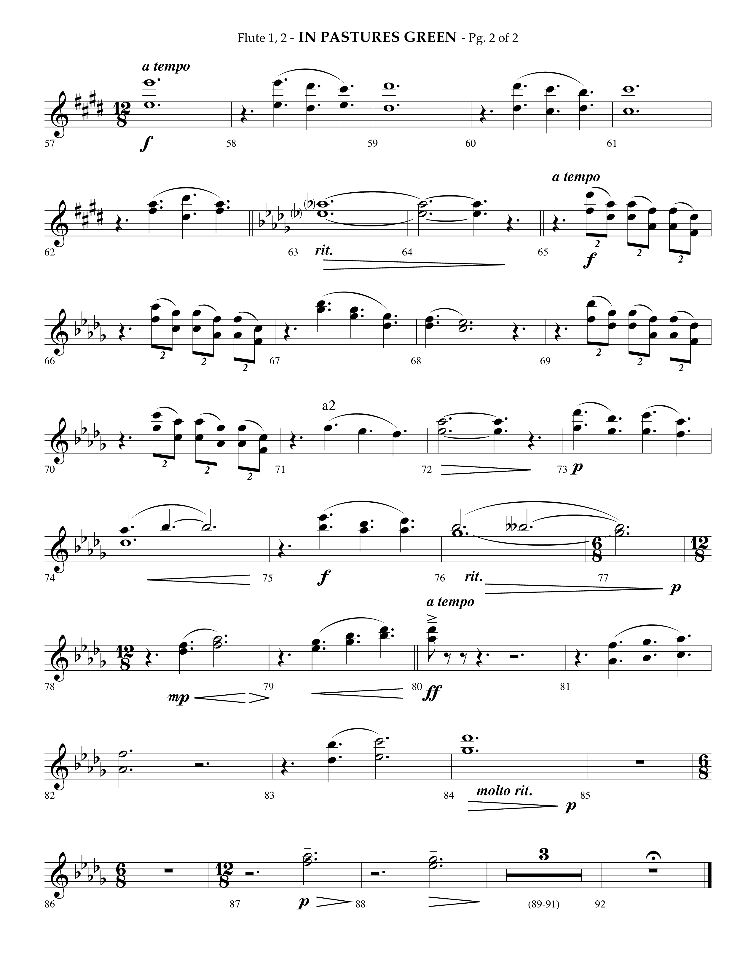 In Pastures Green (Choral Anthem SATB) Flute 1/2 (Lifeway Choral / Arr. Phillip Keveren)