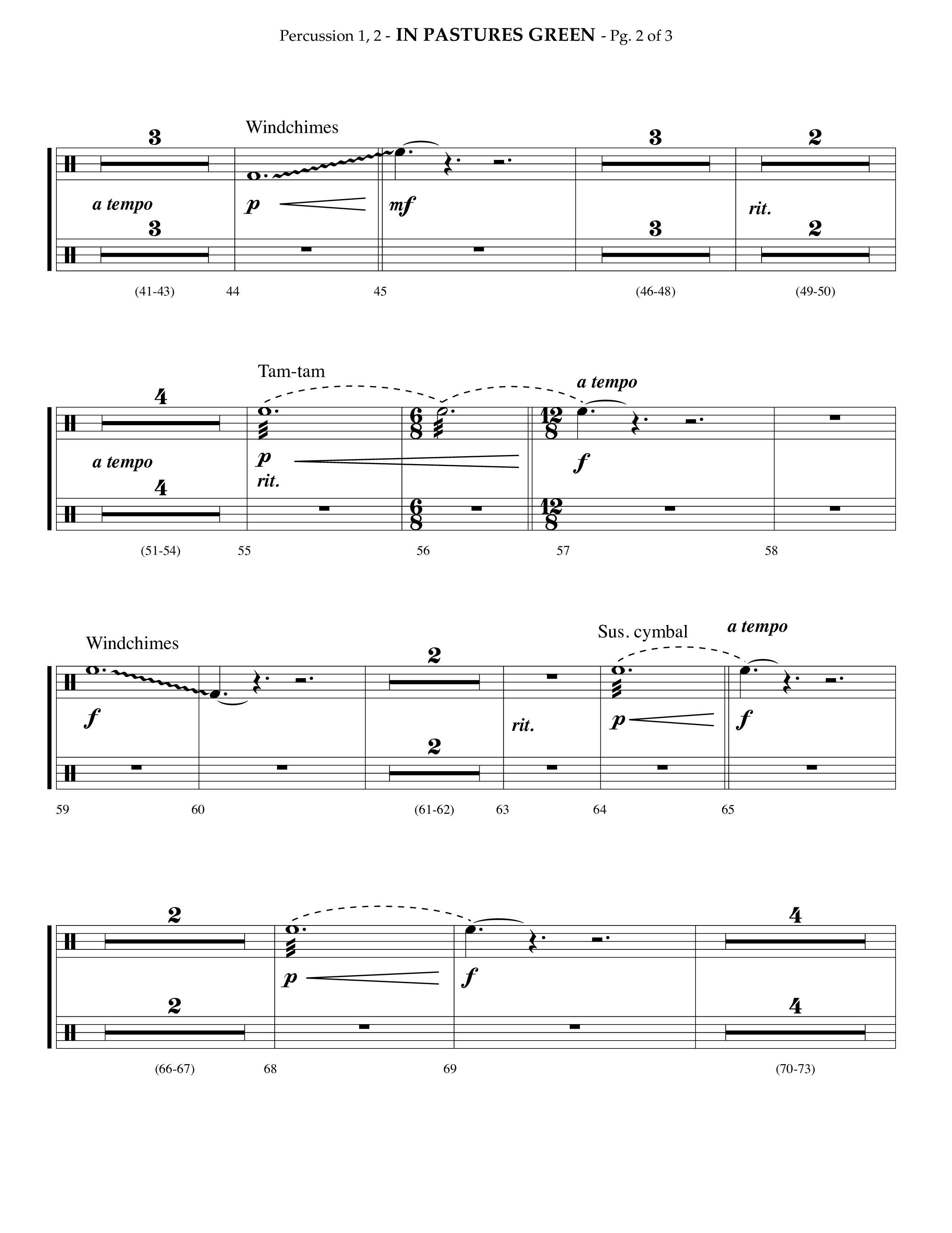 In Pastures Green (Choral Anthem SATB) Percussion 1/2 (Lifeway Choral / Arr. Phillip Keveren)