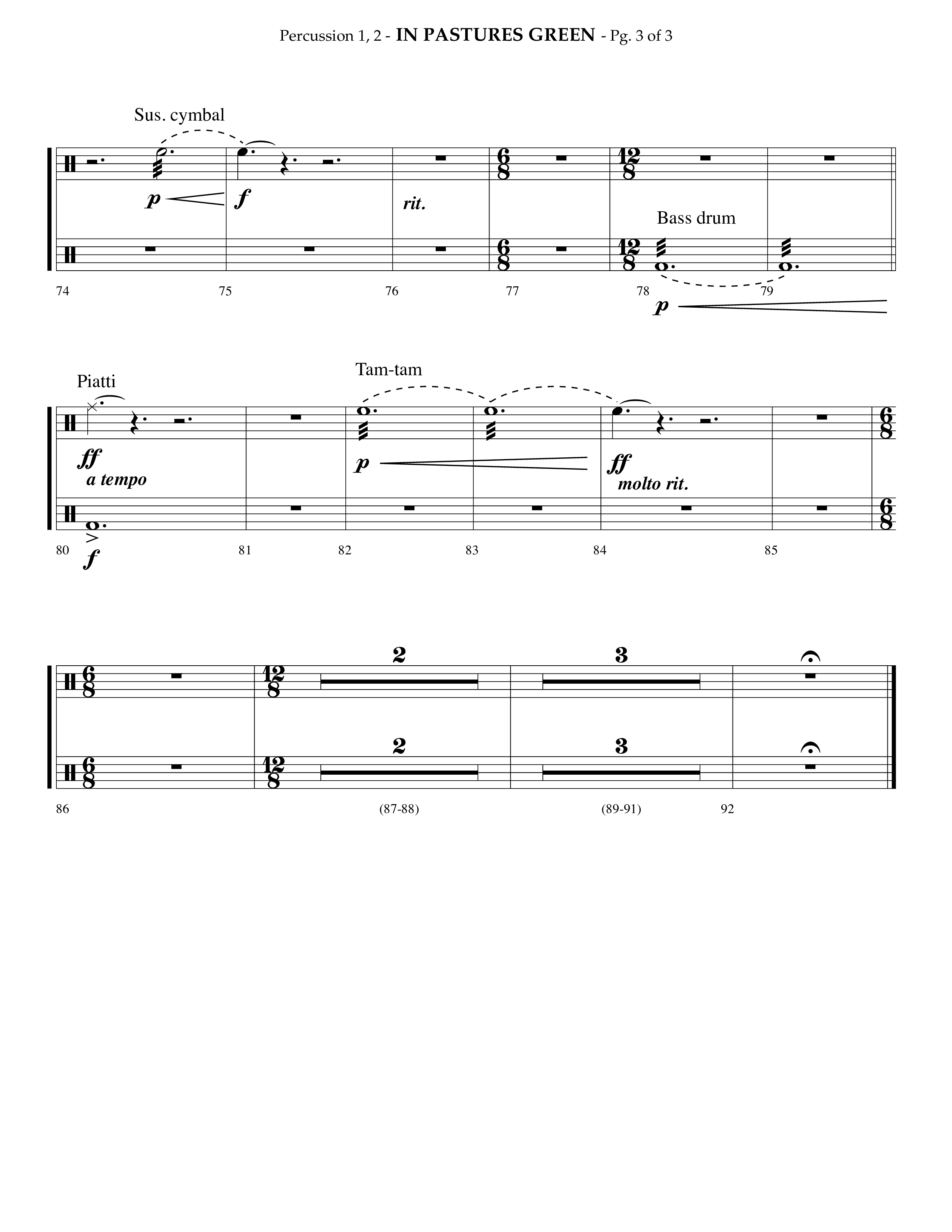 In Pastures Green (Choral Anthem SATB) Percussion 1/2 (Lifeway Choral / Arr. Phillip Keveren)