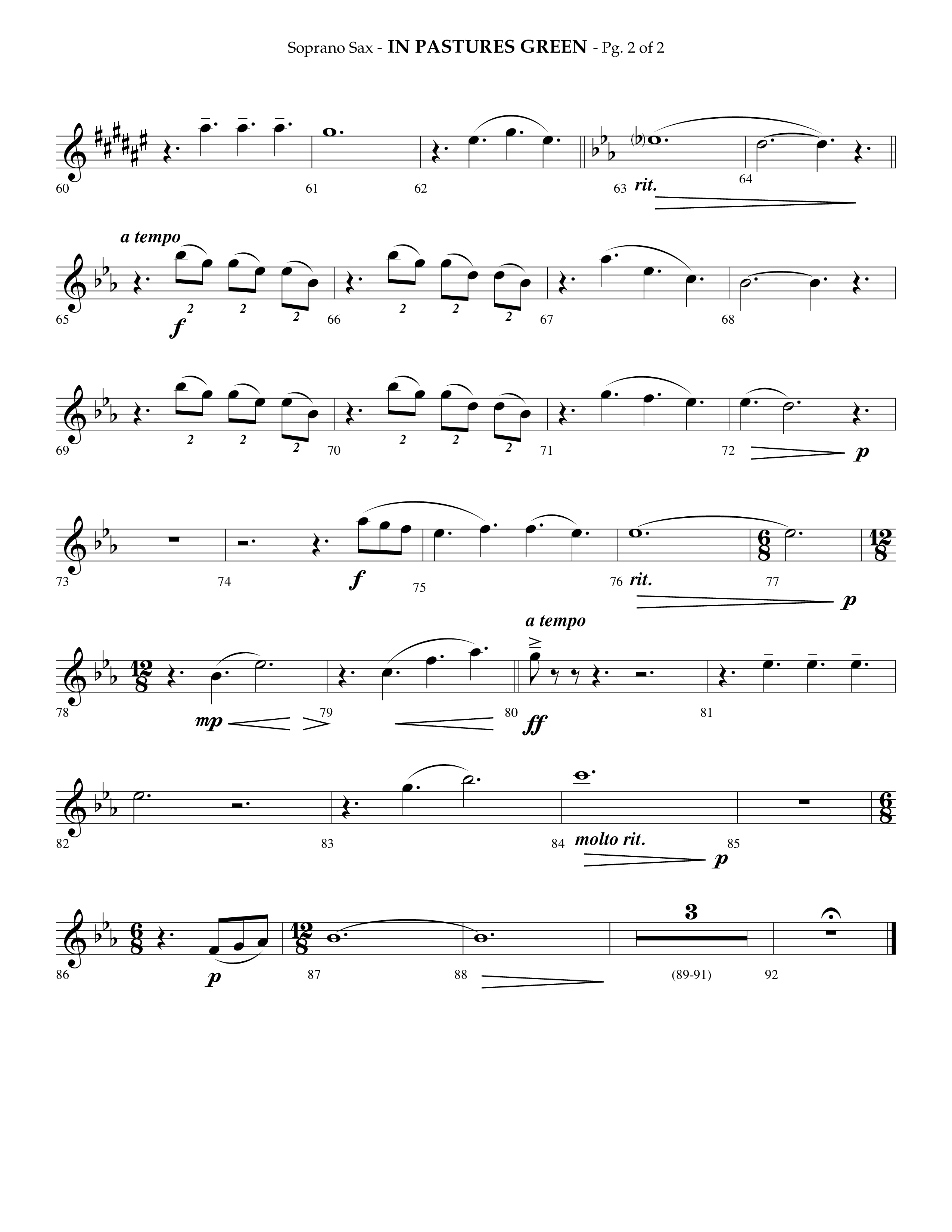 In Pastures Green (Choral Anthem SATB) Soprano Sax (Lifeway Choral / Arr. Phillip Keveren)