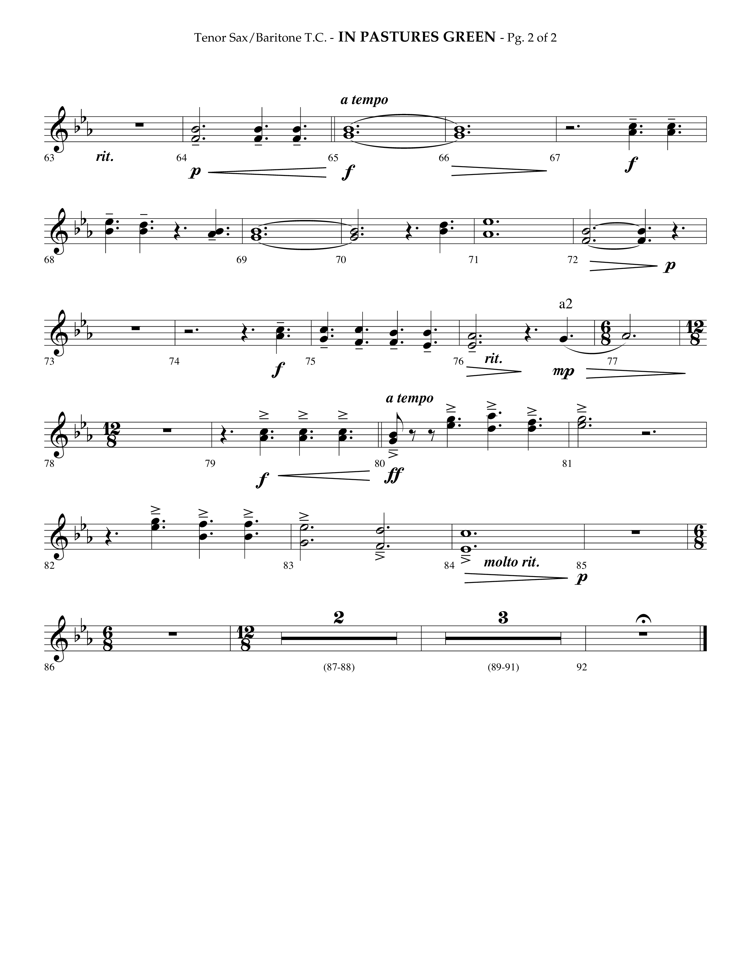 In Pastures Green (Choral Anthem SATB) Tenor Sax/Baritone T.C. (Lifeway Choral / Arr. Phillip Keveren)