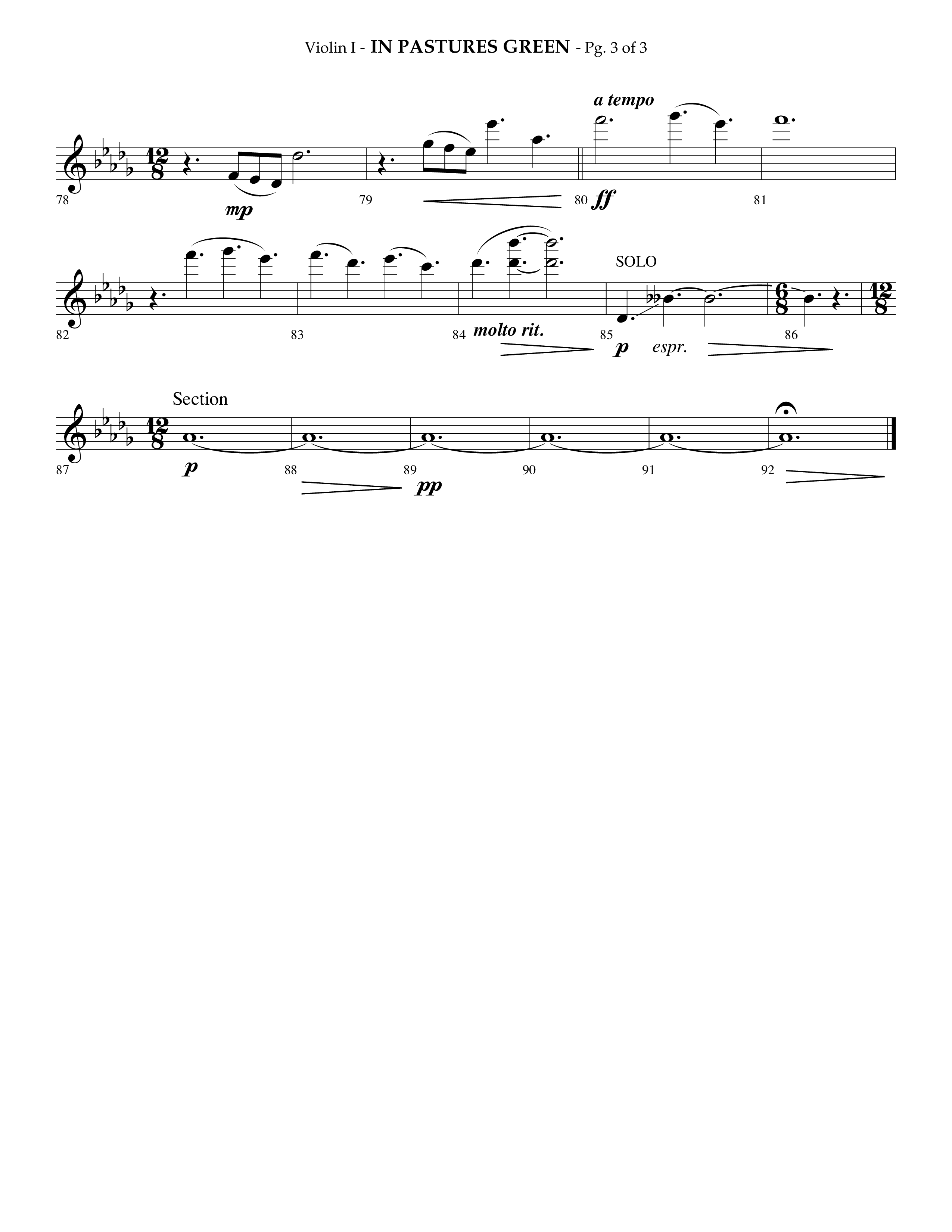 In Pastures Green (Choral Anthem SATB) Violin 1 (Lifeway Choral / Arr. Phillip Keveren)