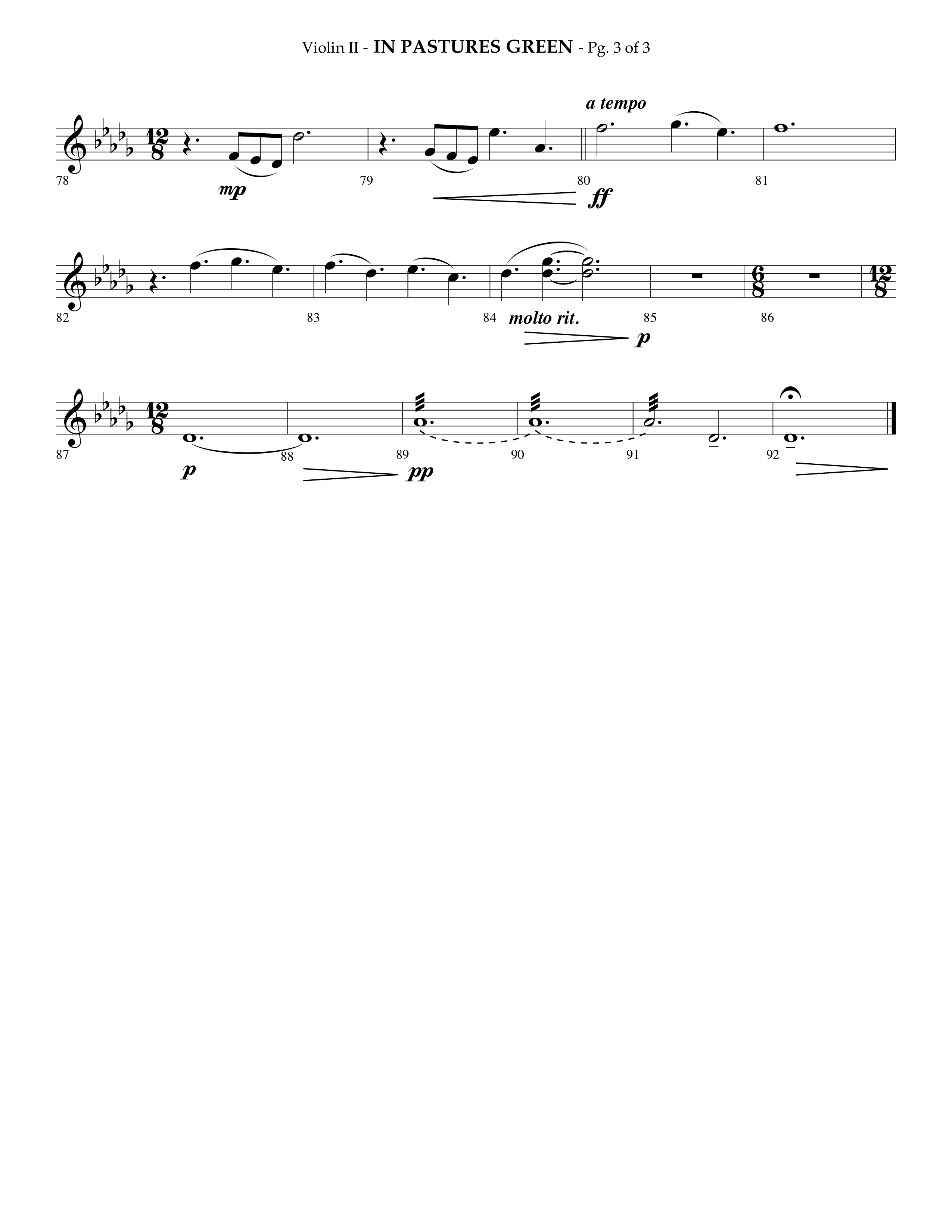 In Pastures Green (Choral Anthem SATB) Violin 2 (Lifeway Choral / Arr. Phillip Keveren)
