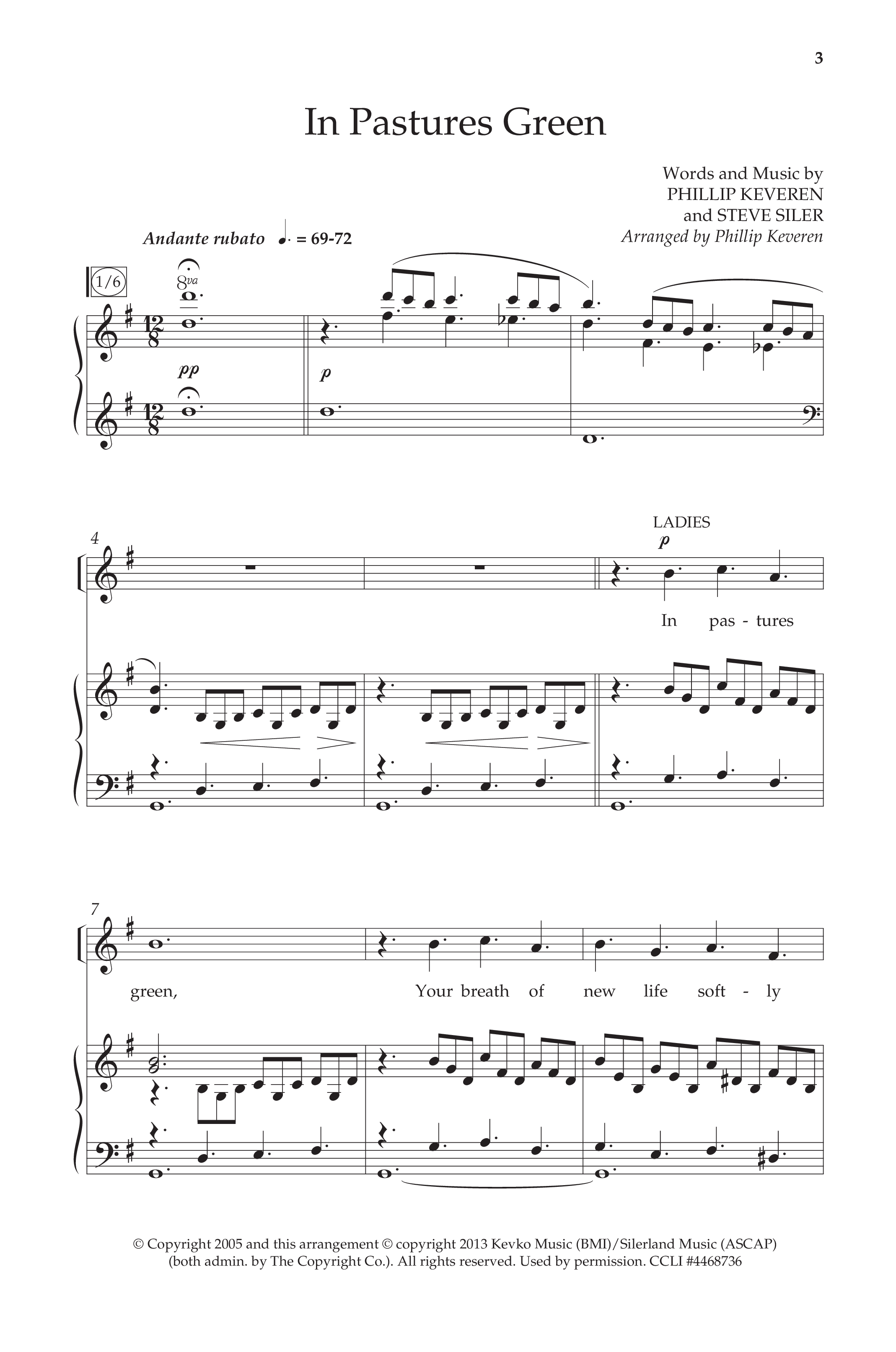 In Pastures Green (Choral Anthem SATB) Anthem (SATB/Piano) (Lifeway Choral / Arr. Phillip Keveren)