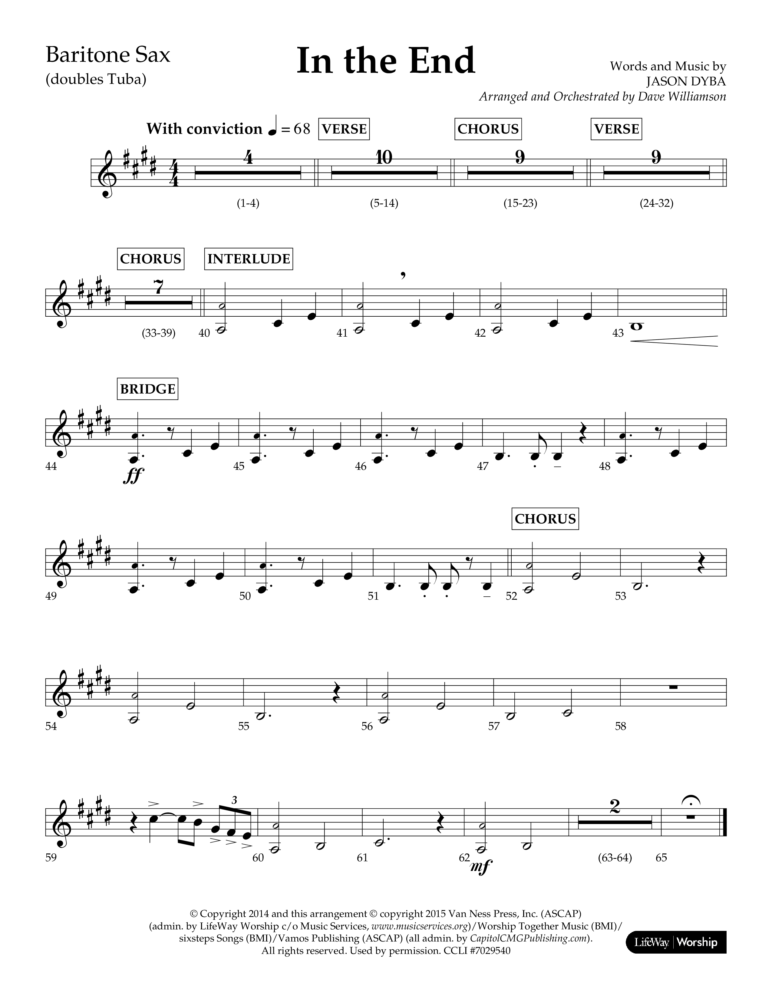 In The End (Choral Anthem SATB) Alto Sax 1/2 (Lifeway Choral / Arr. Dave Williamson)