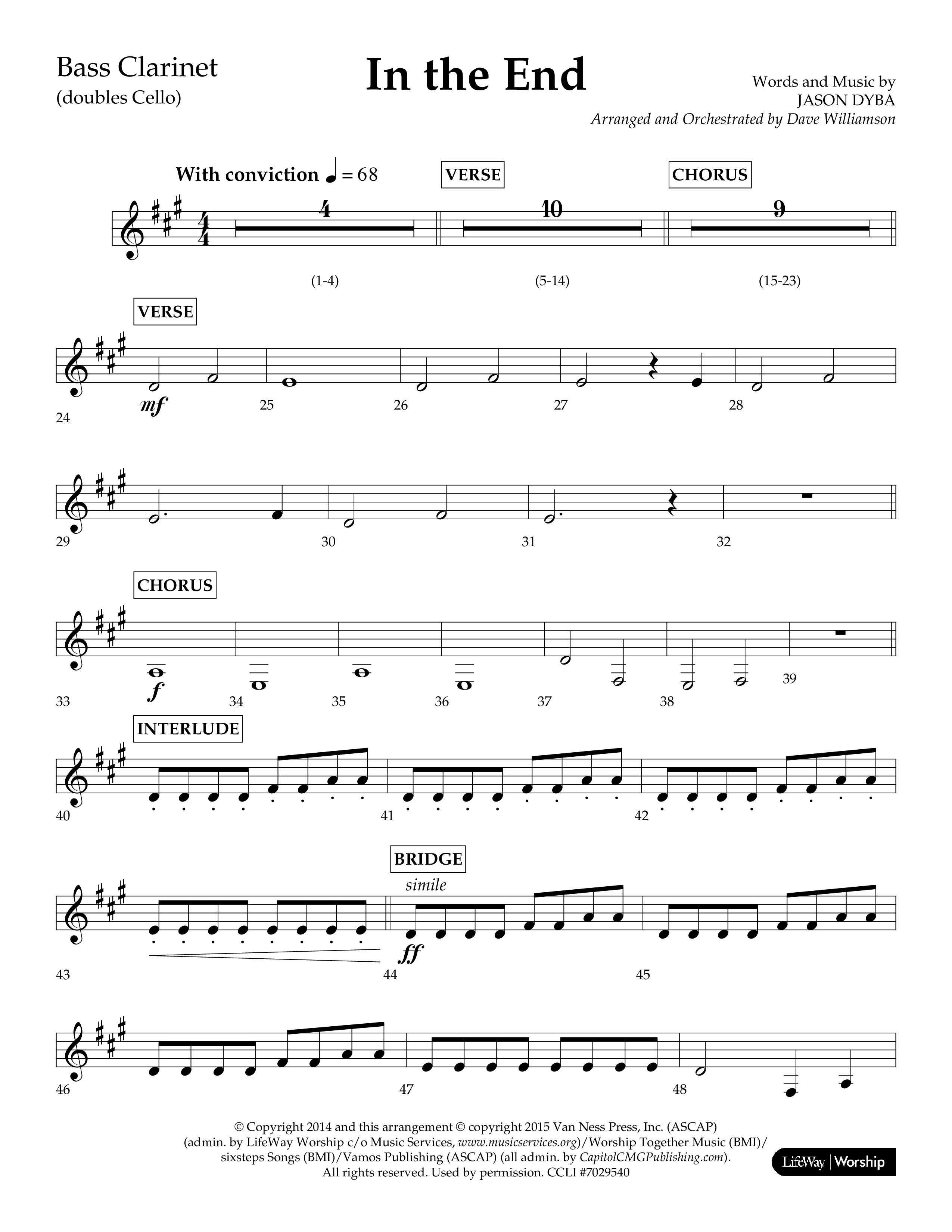 In The End (Choral Anthem SATB) Bass Clarinet (Lifeway Choral / Arr. Dave Williamson)