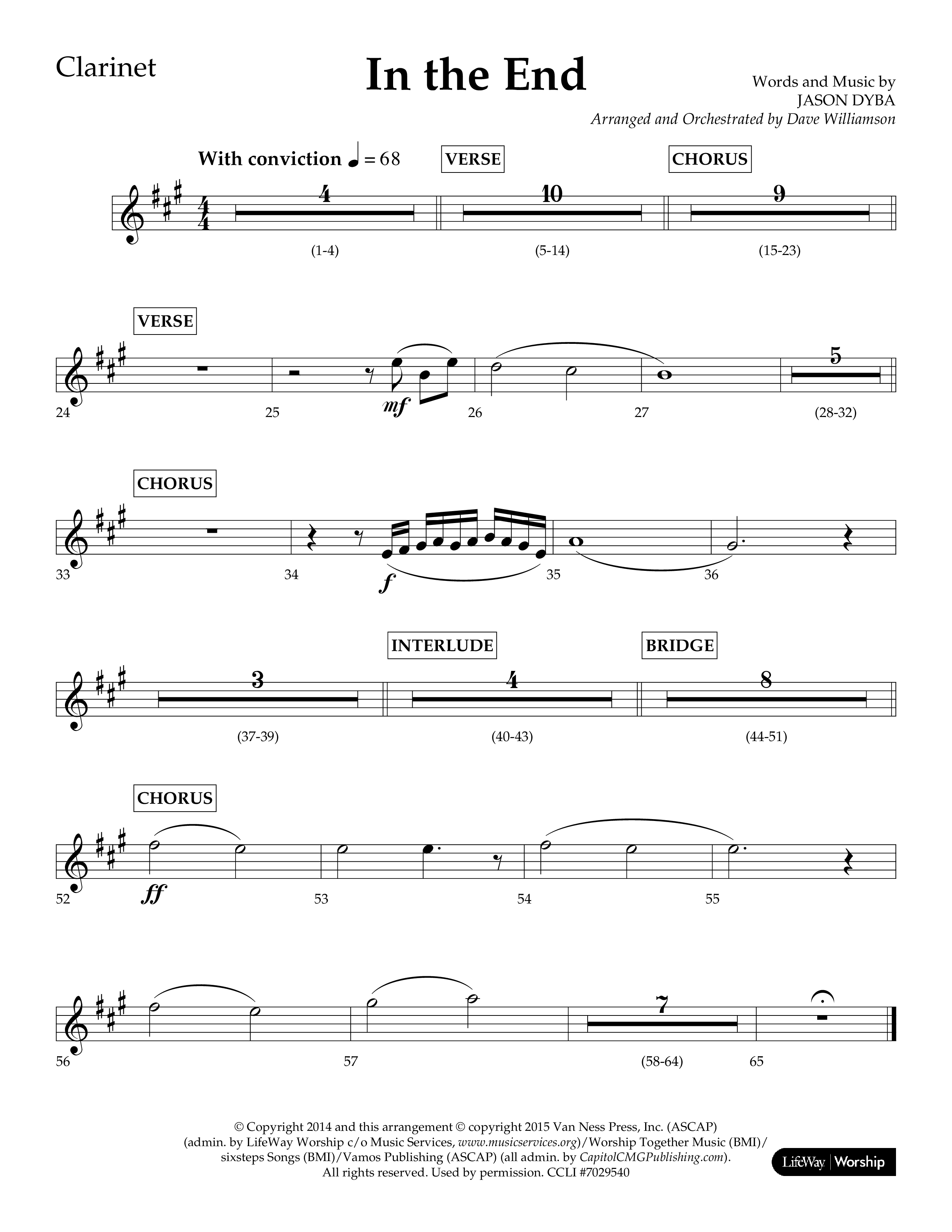 In The End (Choral Anthem SATB) Clarinet 1/2 (Lifeway Choral / Arr. Dave Williamson)