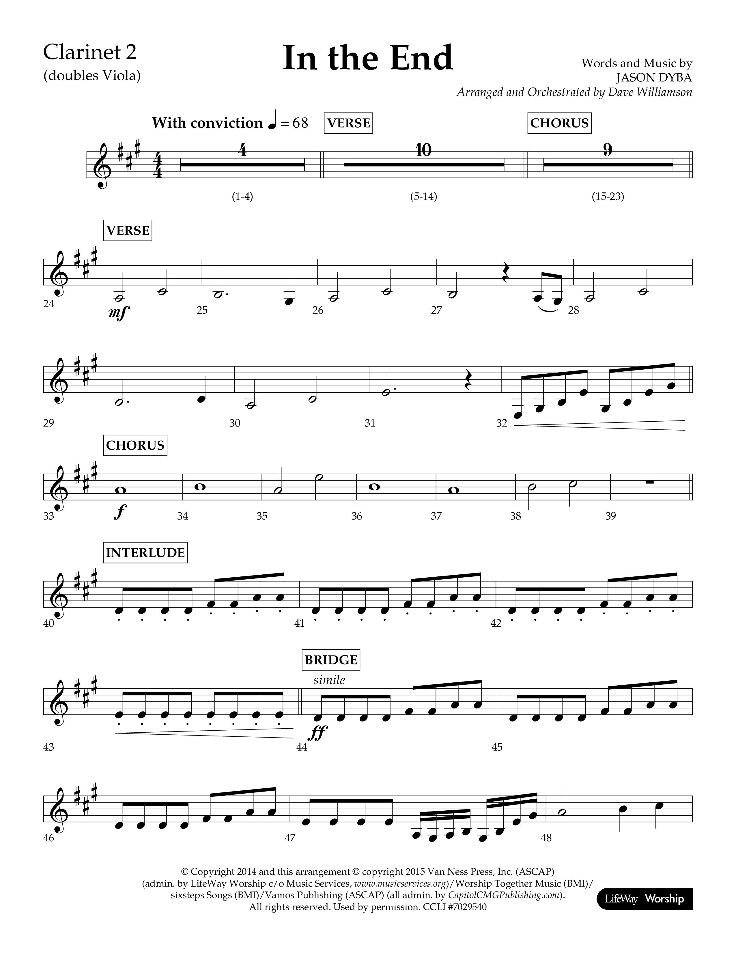 In The End (Choral Anthem SATB) Clarinet 1/2 (Lifeway Choral / Arr. Dave Williamson)
