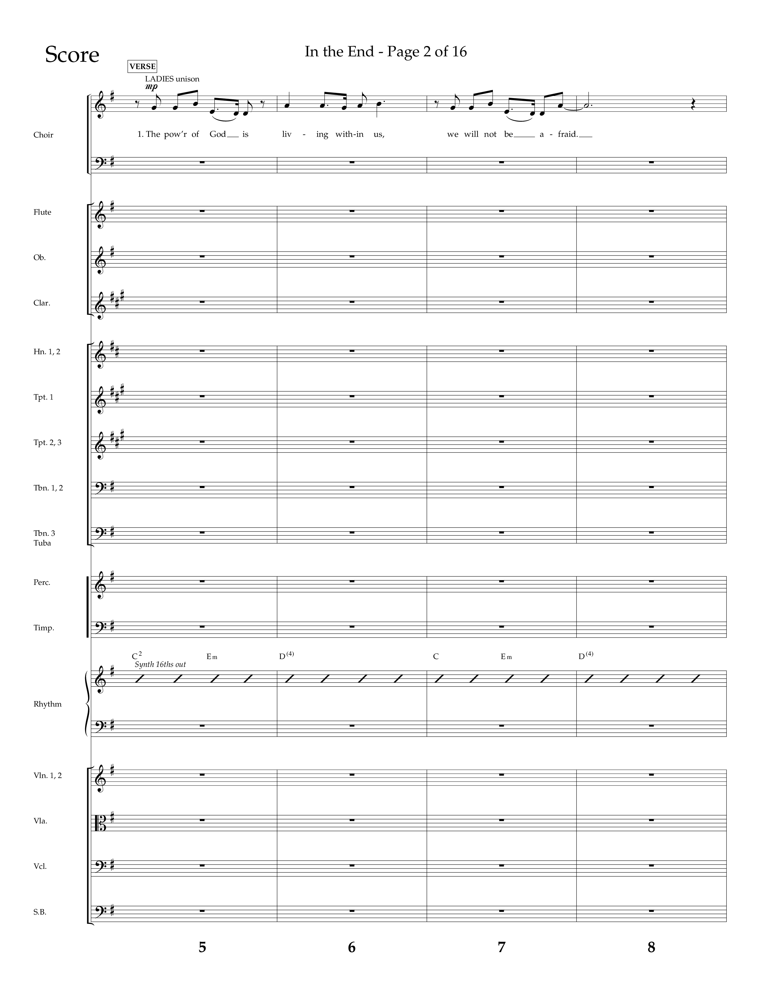 In The End (Choral Anthem SATB) Orchestration (Lifeway Choral / Arr. Dave Williamson)