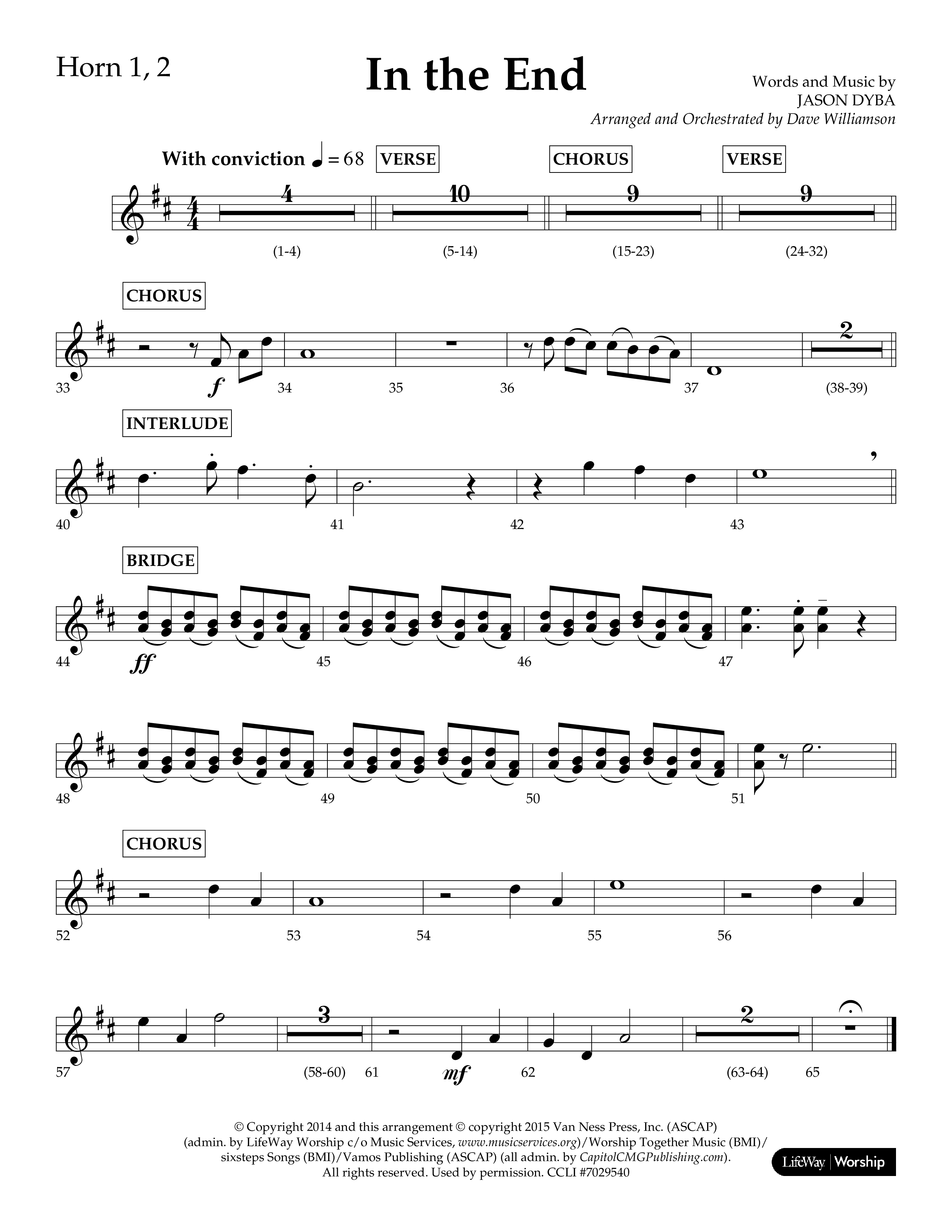 In The End (Choral Anthem SATB) French Horn 1/2 (Lifeway Choral / Arr. Dave Williamson)