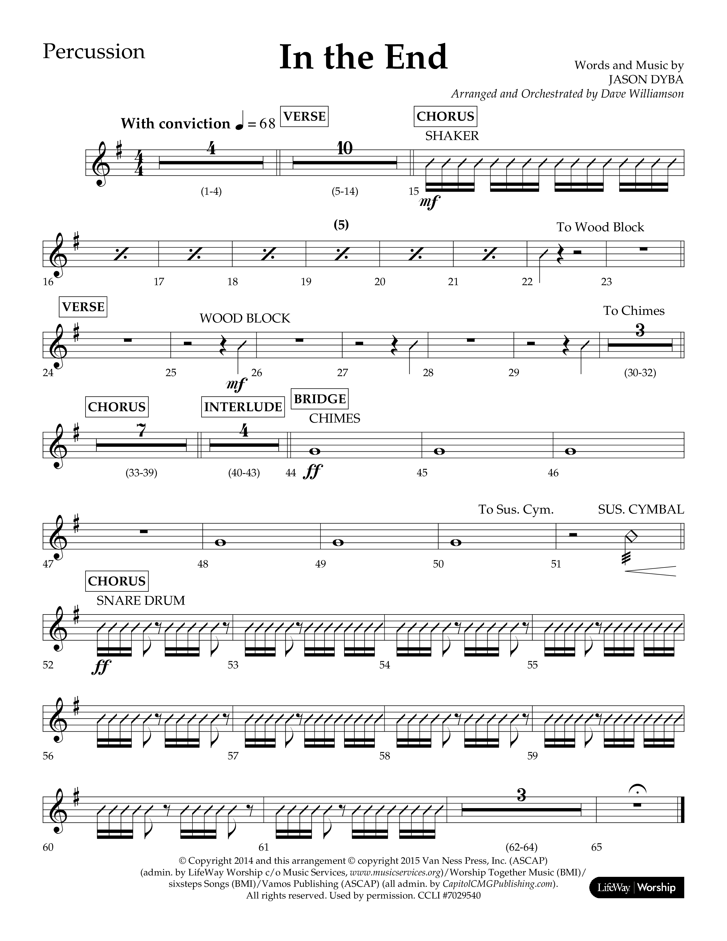 In The End (Choral Anthem SATB) Percussion (Lifeway Choral / Arr. Dave Williamson)