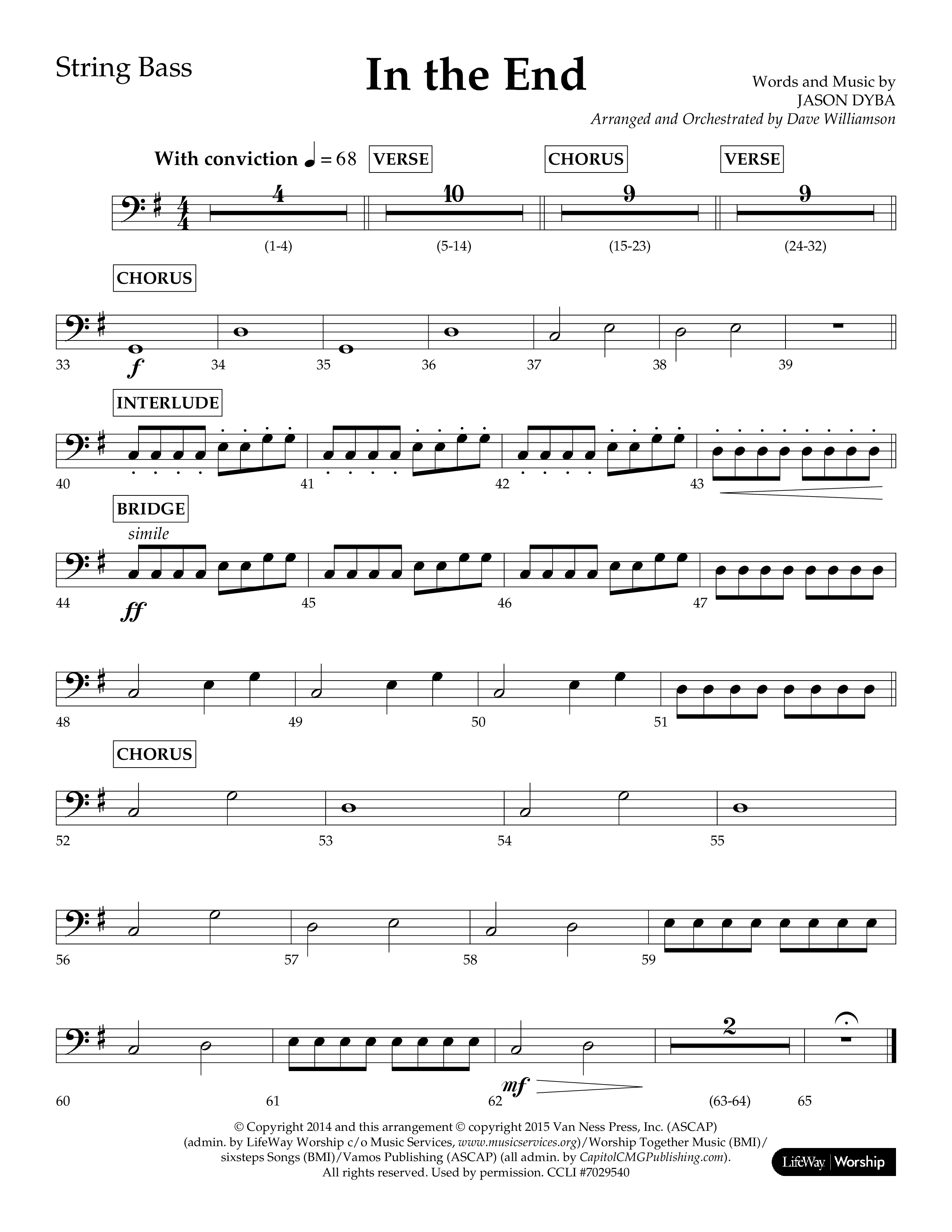 In The End (Choral Anthem SATB) String Bass (Lifeway Choral / Arr. Dave Williamson)
