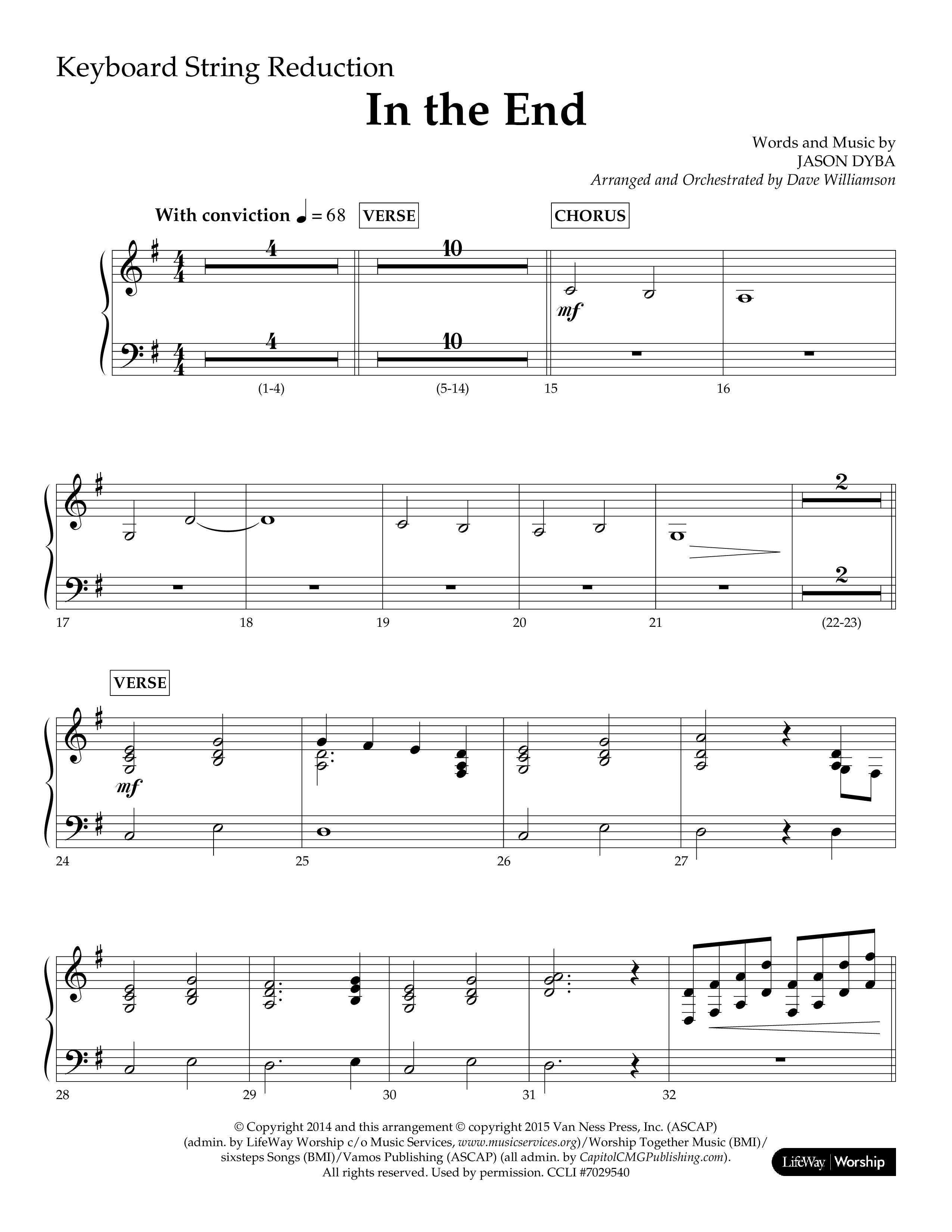 In The End (Choral Anthem SATB) String Reduction (Lifeway Choral / Arr. Dave Williamson)