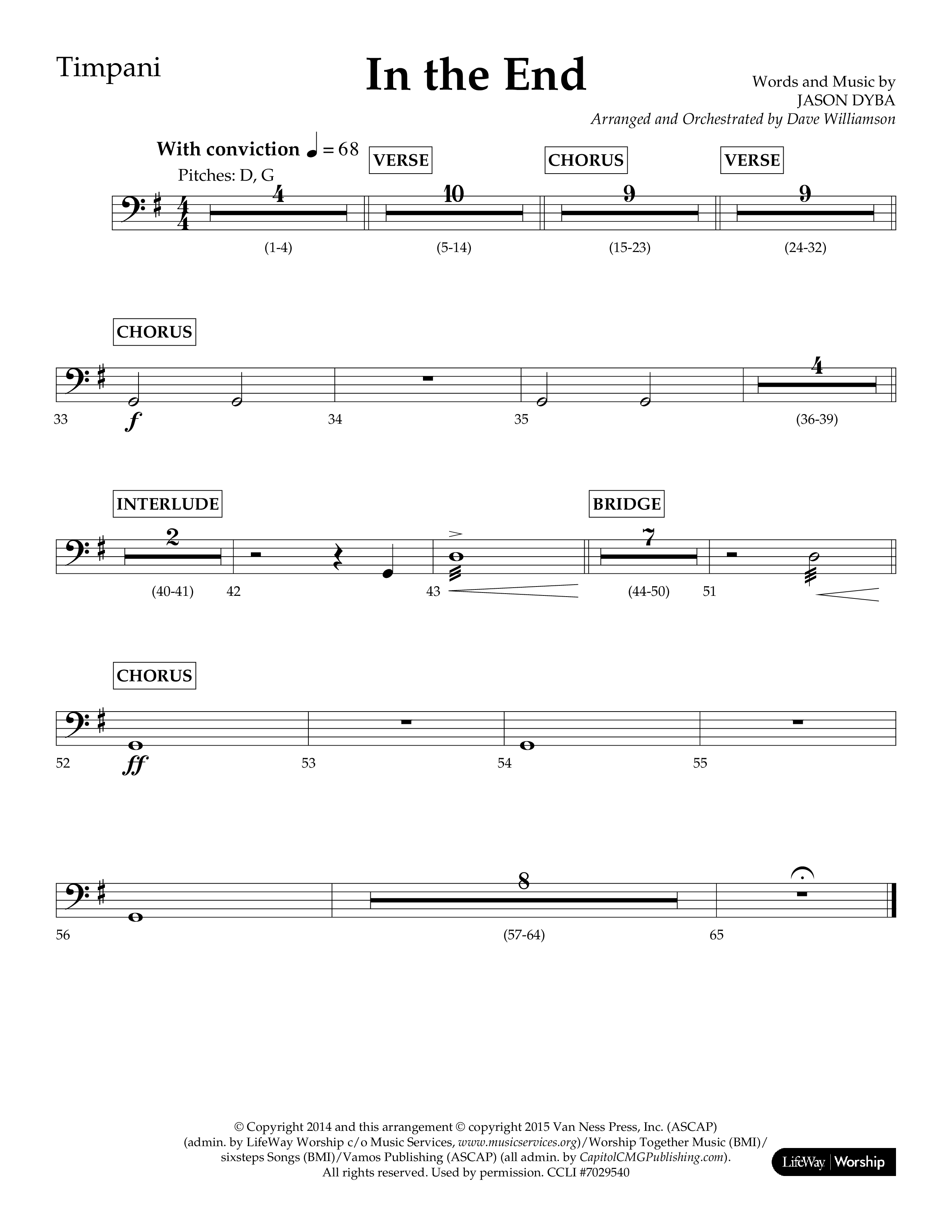 In The End (Choral Anthem SATB) Timpani (Lifeway Choral / Arr. Dave Williamson)