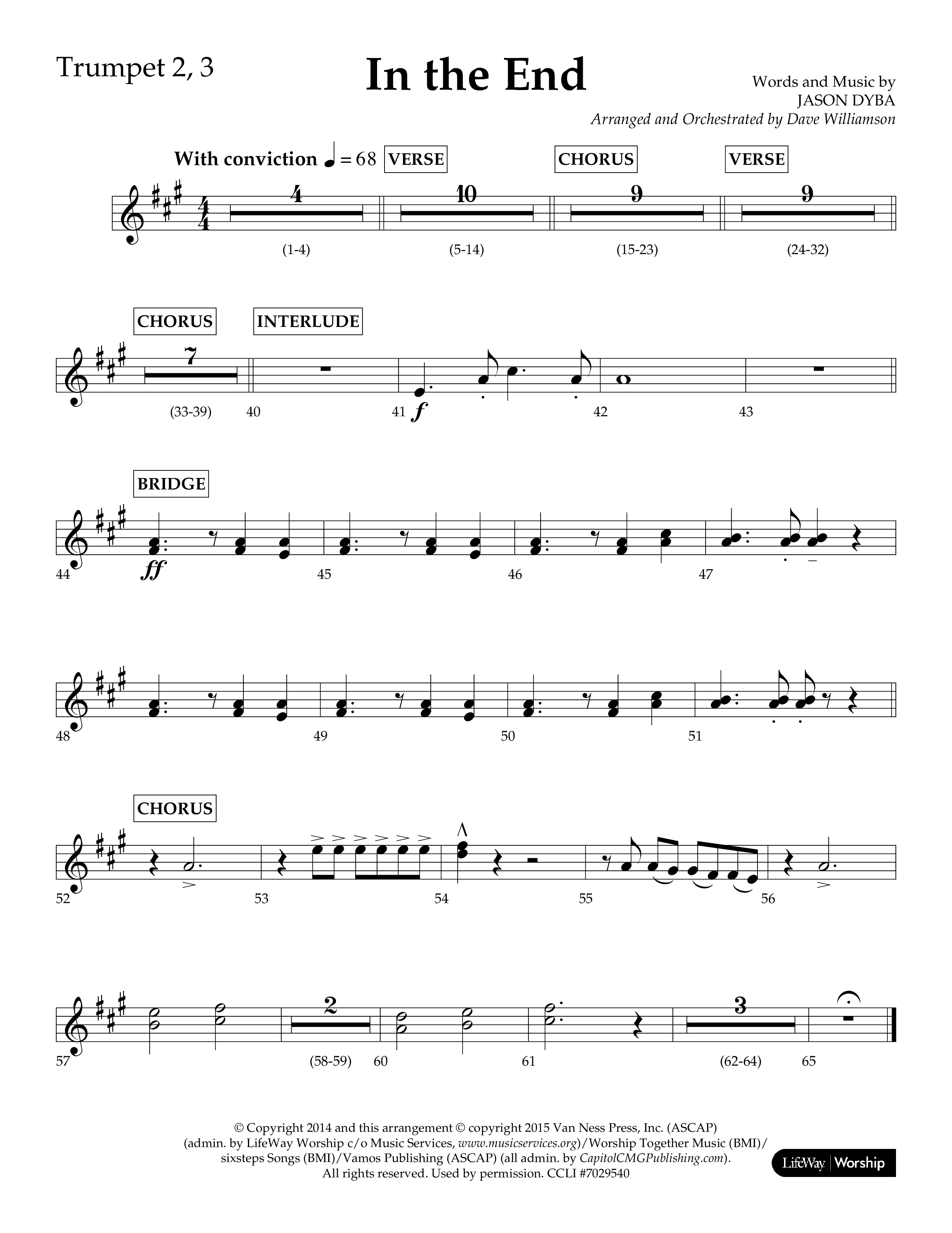 In The End (Choral Anthem SATB) Trumpet 2/3 (Lifeway Choral / Arr. Dave Williamson)