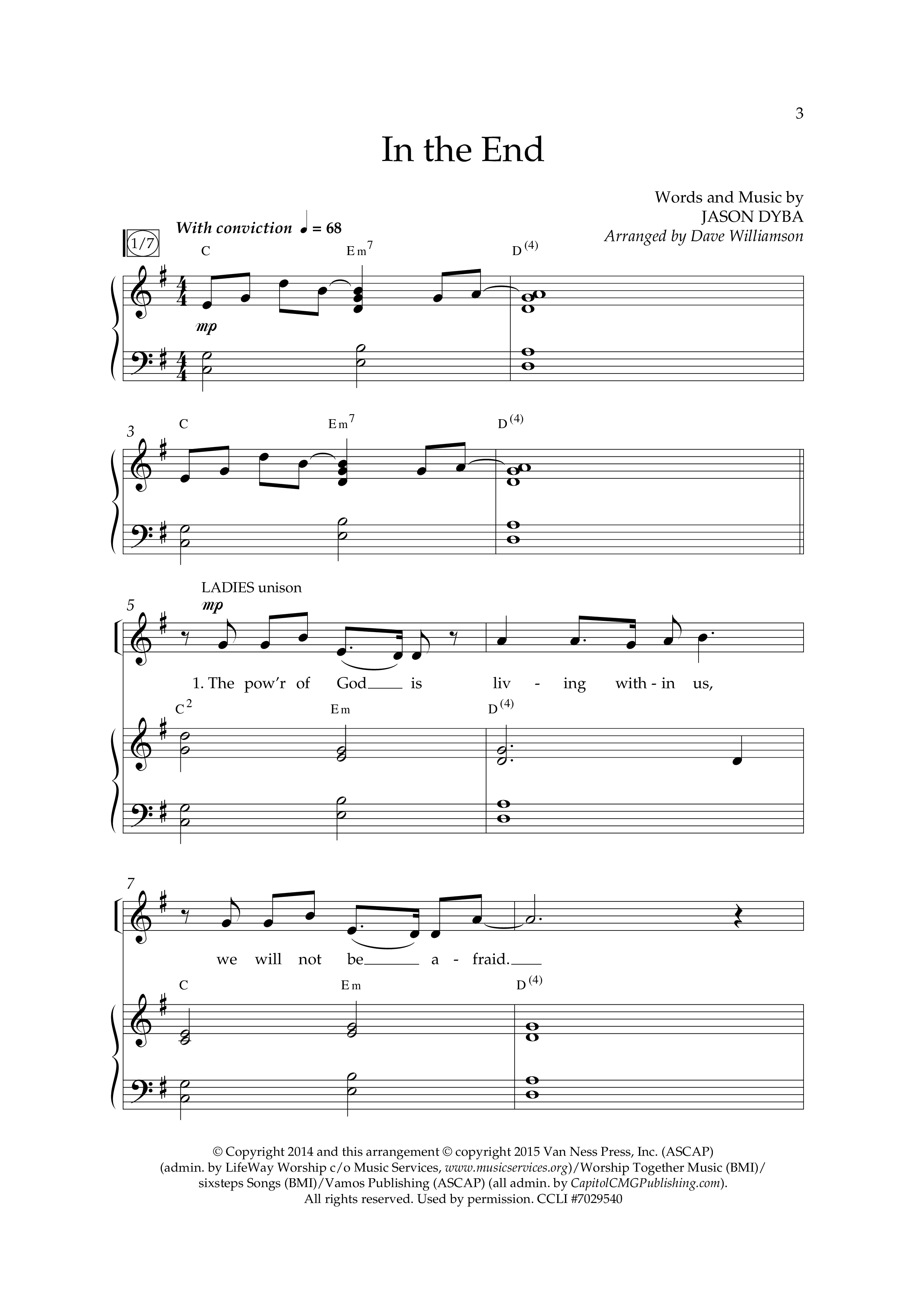In The End (Choral Anthem SATB) Anthem (SATB/Piano) (Lifeway Choral / Arr. Dave Williamson)