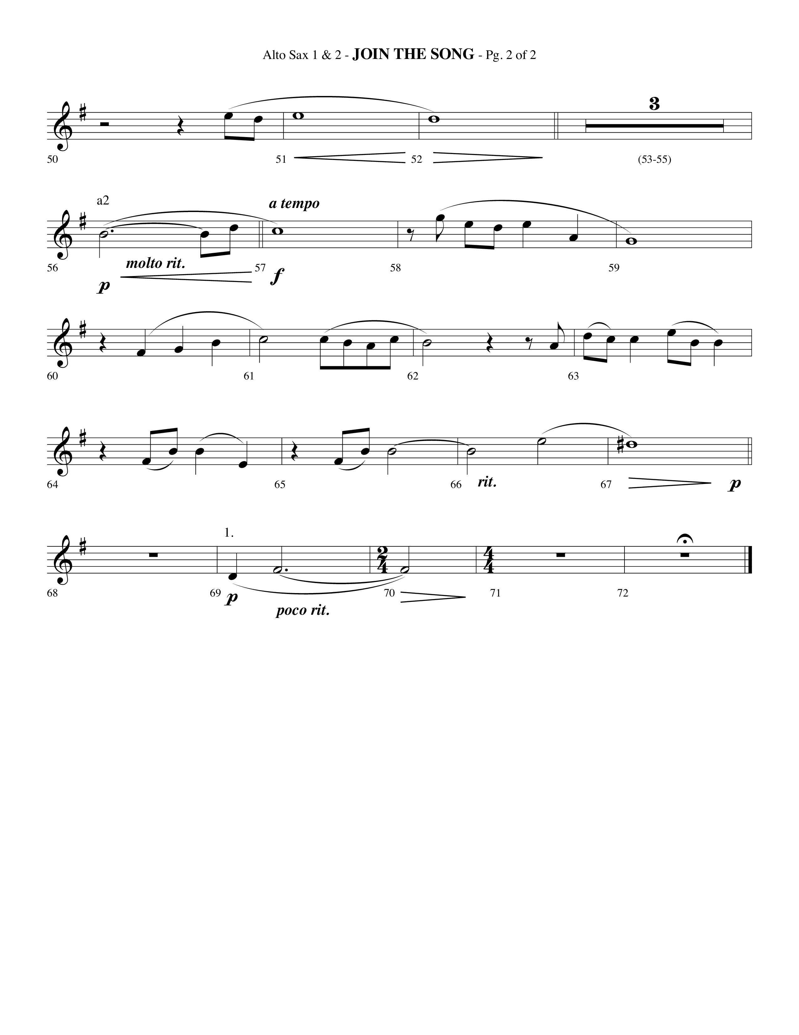Join The Song (Choral Anthem SATB) Alto Sax 1/2 (Lifeway Choral / Arr. Phillip Keveren)