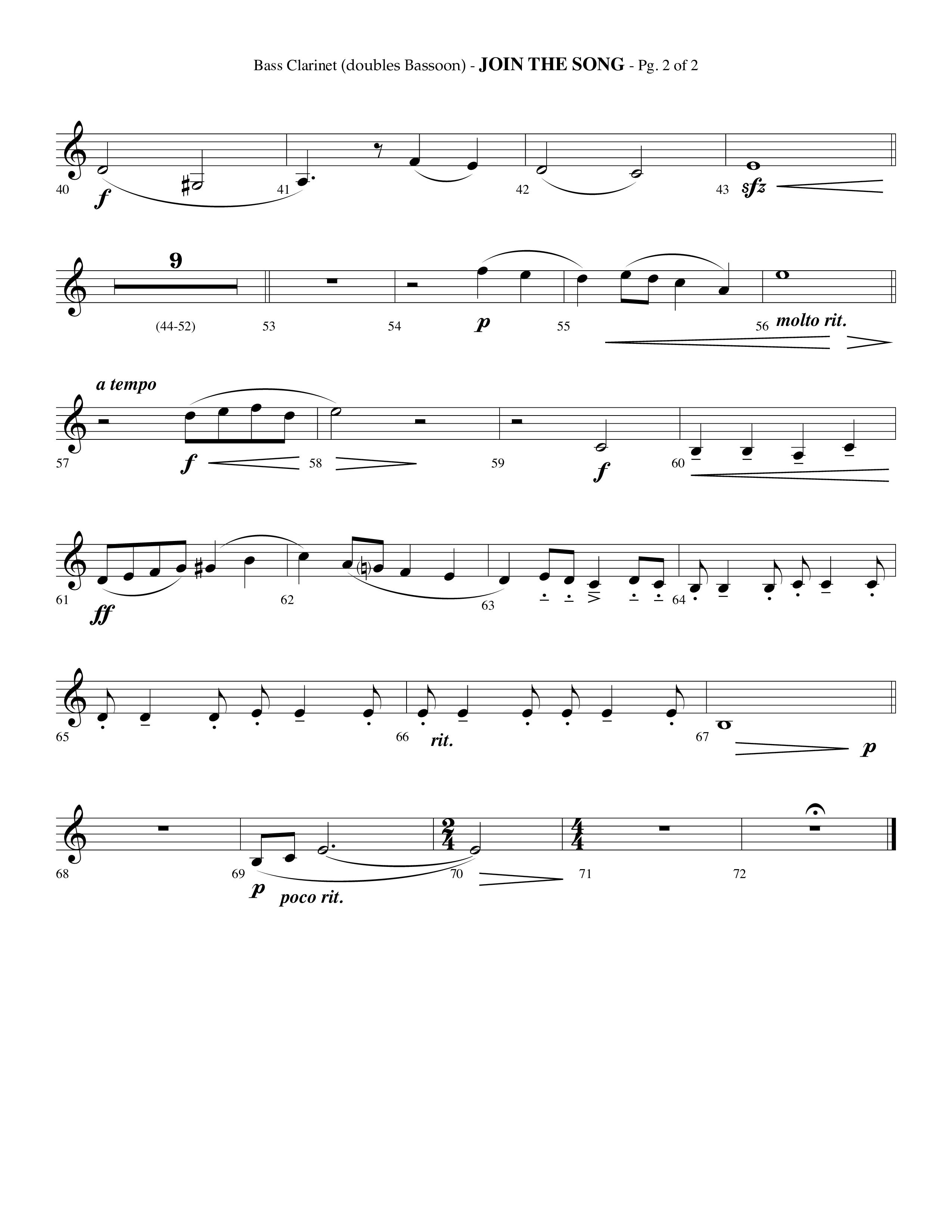 Join The Song (Choral Anthem SATB) Bass Clarinet (Lifeway Choral / Arr. Phillip Keveren)