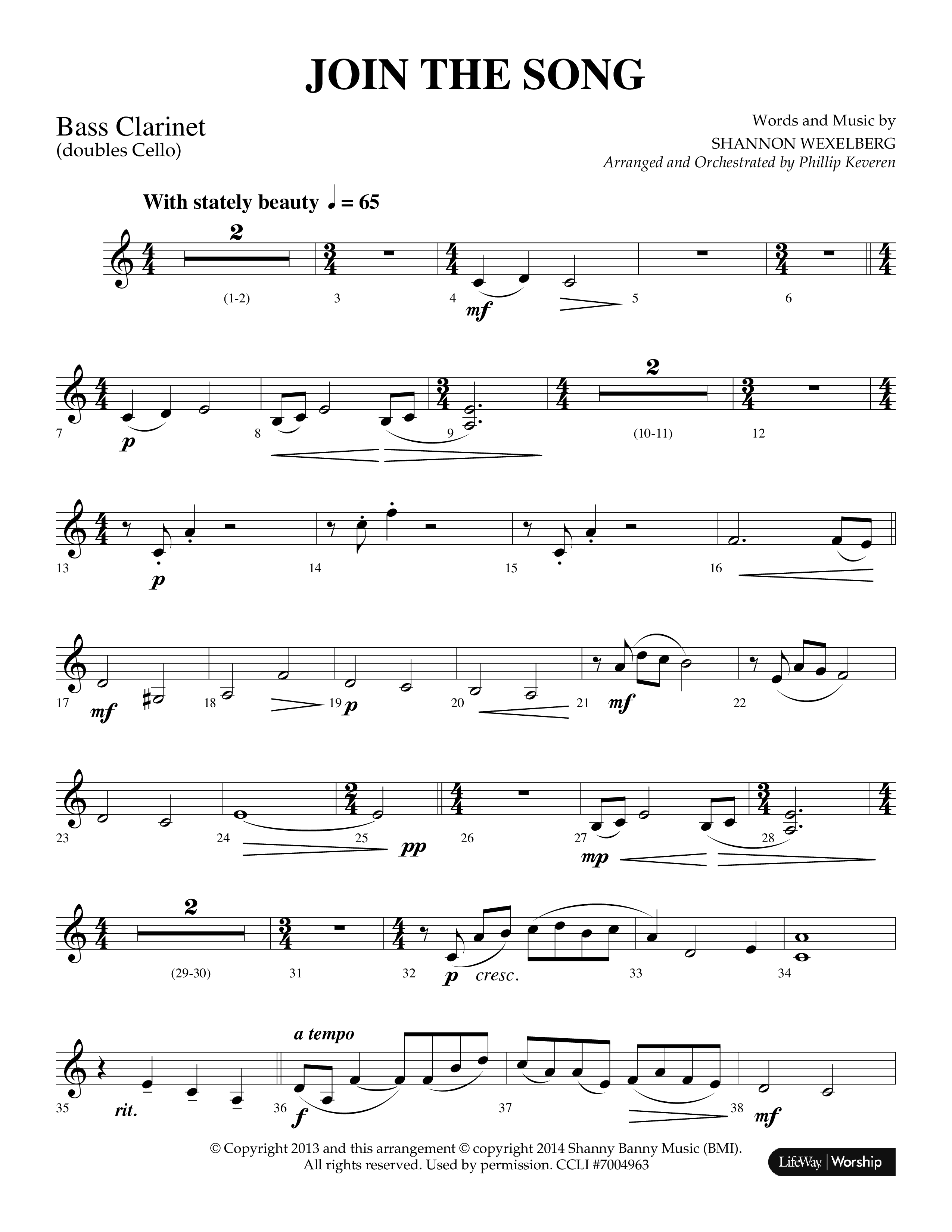Join The Song (Choral Anthem SATB) Bass Clarinet (Lifeway Choral / Arr. Phillip Keveren)