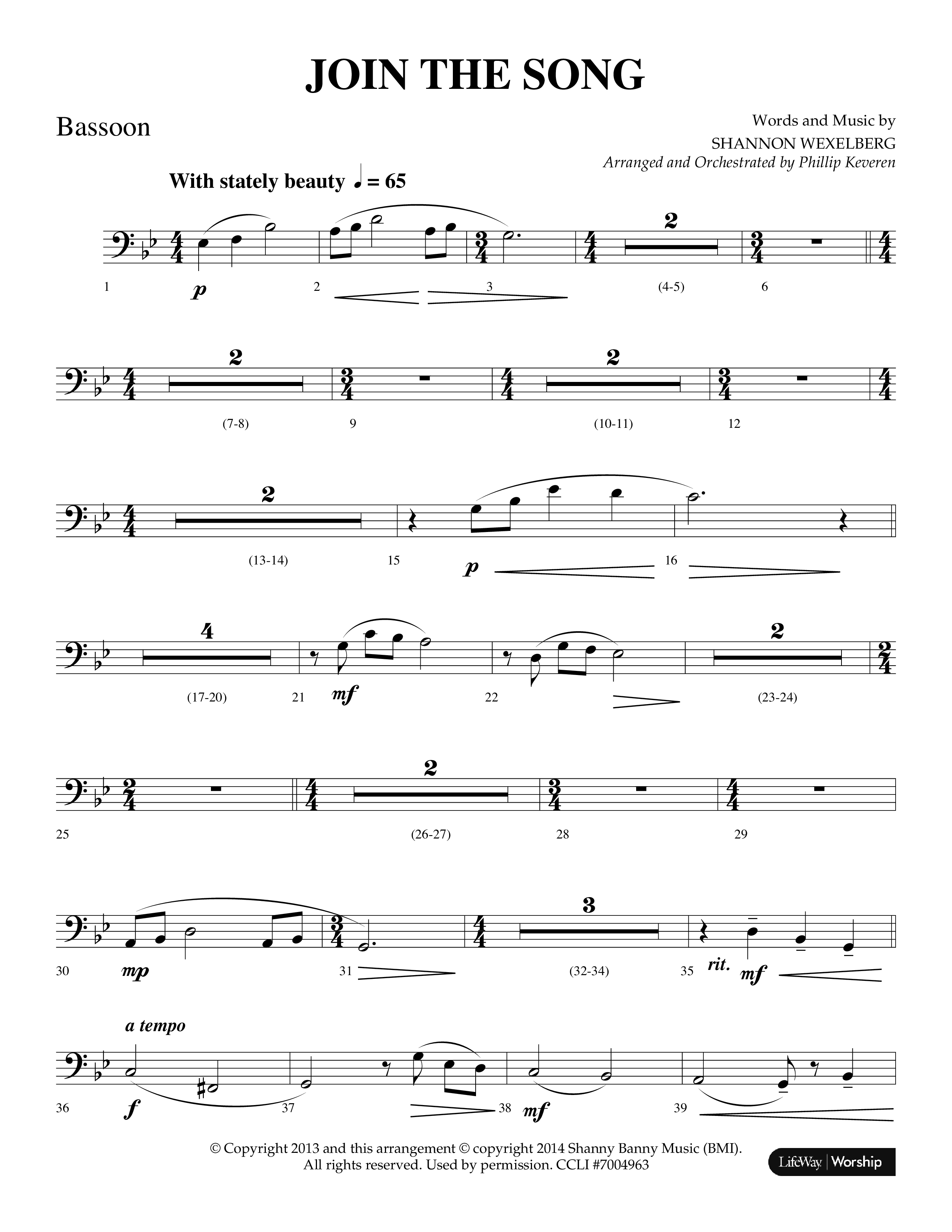 Join The Song (Choral Anthem SATB) Bassoon (Lifeway Choral / Arr. Phillip Keveren)