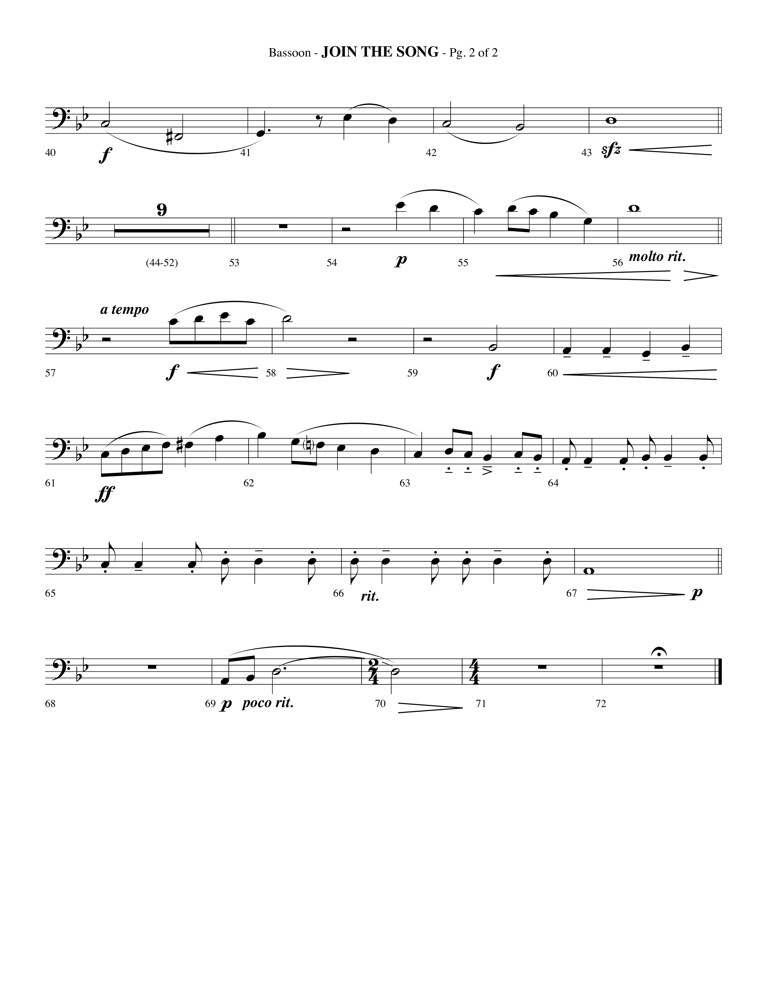 Join The Song (Choral Anthem SATB) Bassoon (Lifeway Choral / Arr. Phillip Keveren)