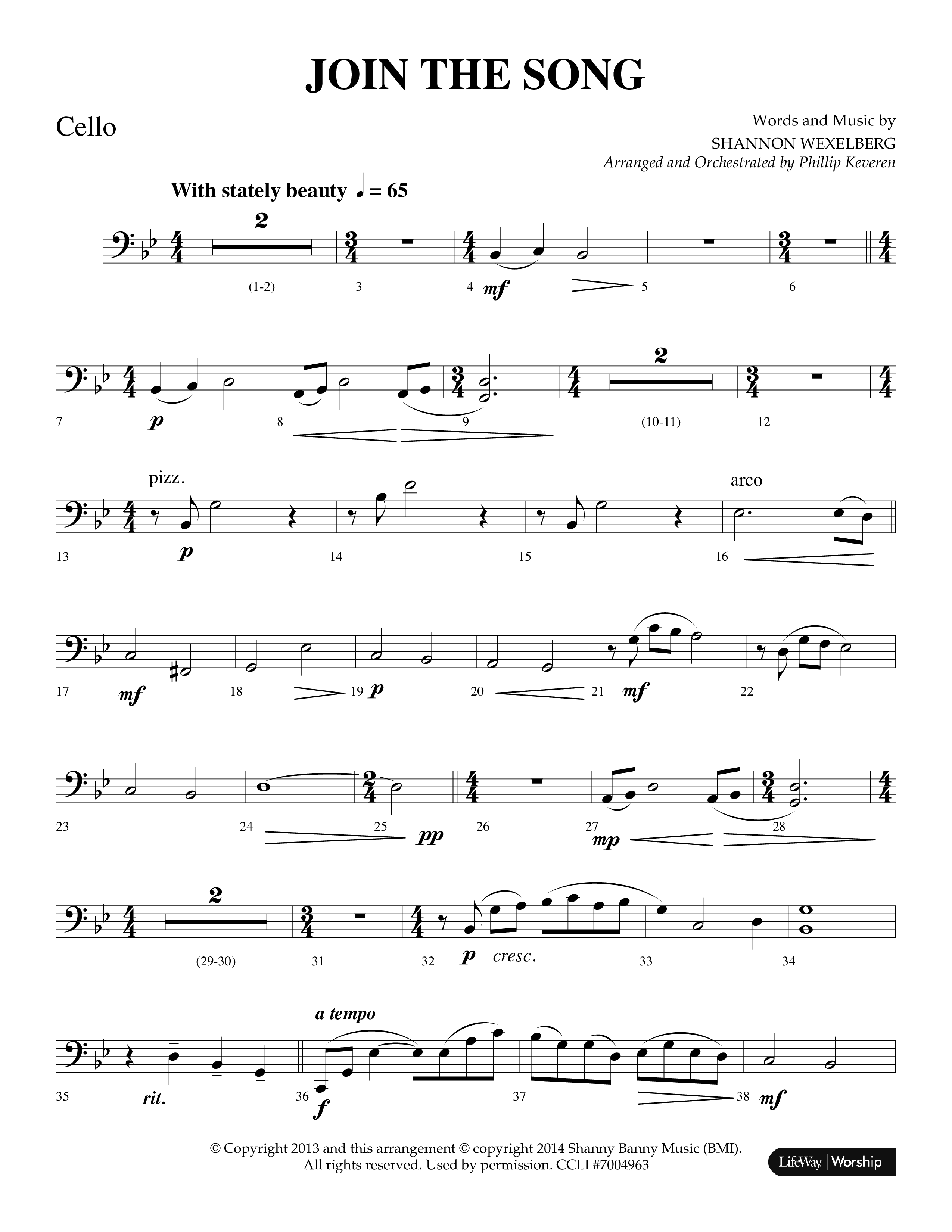 Join The Song (Choral Anthem SATB) Cello (Lifeway Choral / Arr. Phillip Keveren)