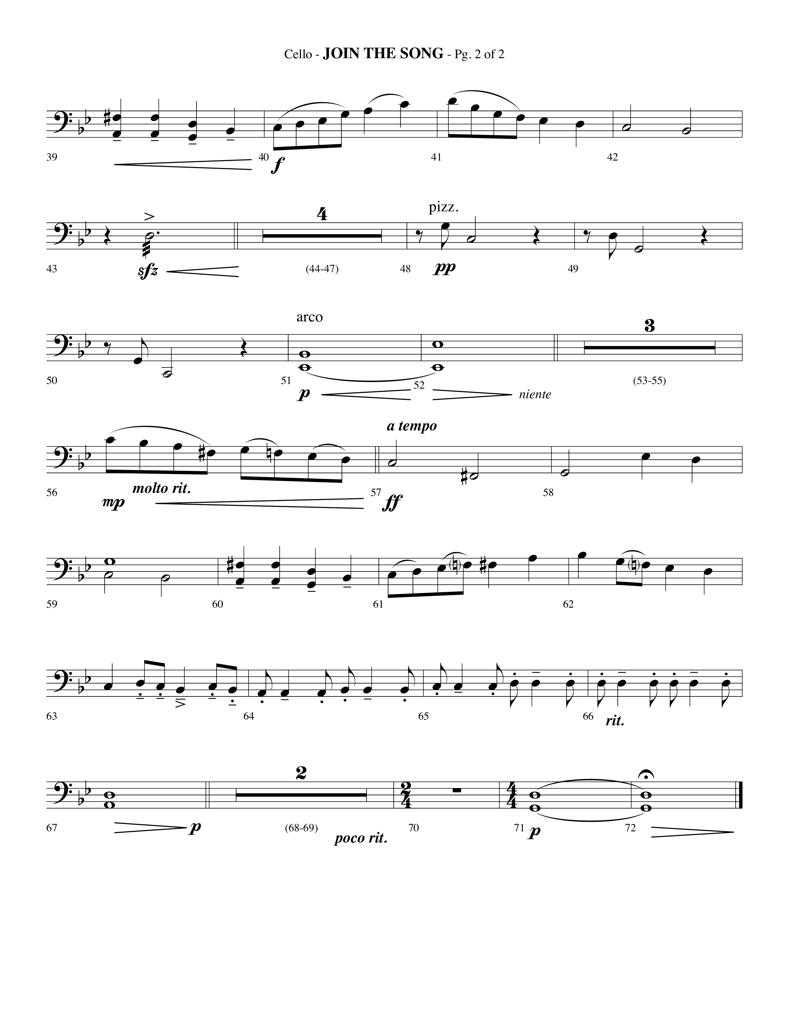 Join The Song (Choral Anthem SATB) Cello (Lifeway Choral / Arr. Phillip Keveren)