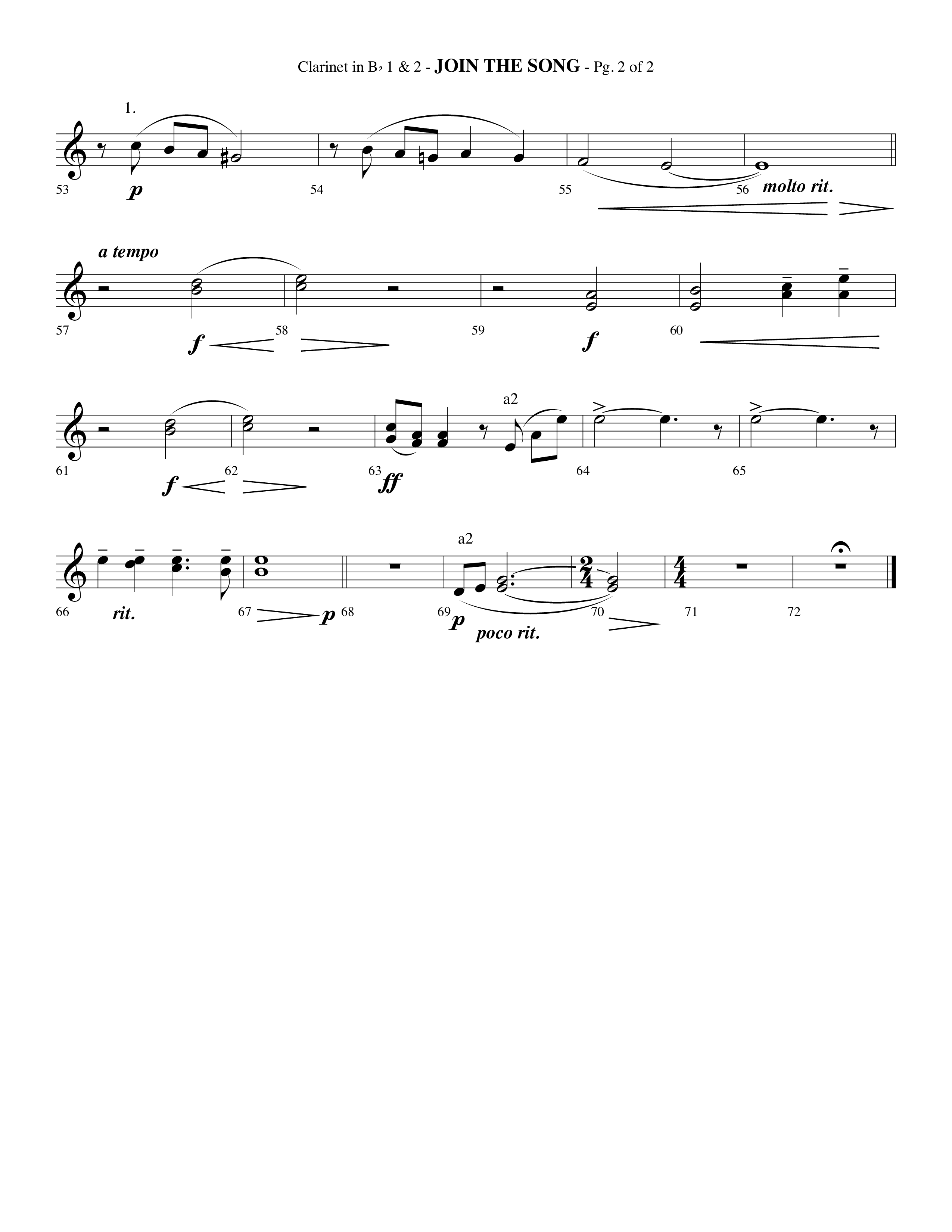 Join The Song (Choral Anthem SATB) Clarinet 1/2 (Lifeway Choral / Arr. Phillip Keveren)