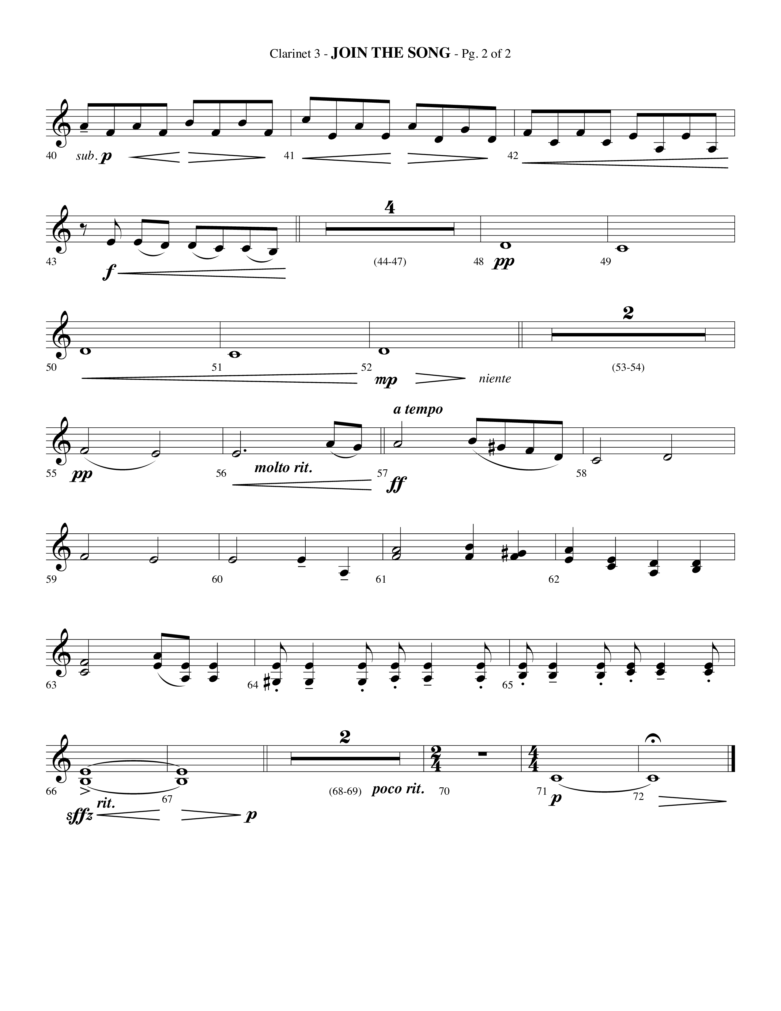 Join The Song (Choral Anthem SATB) Clarinet 3 (Lifeway Choral / Arr. Phillip Keveren)