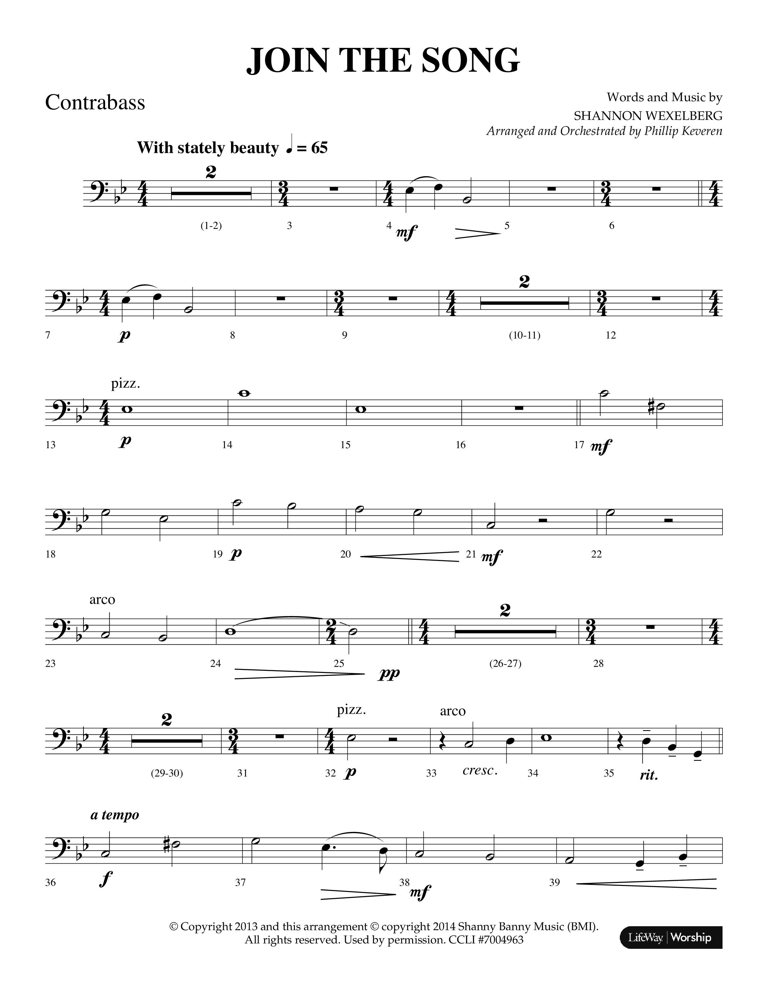 Join The Song (Choral Anthem SATB) Contrabass (Lifeway Choral / Arr. Phillip Keveren)