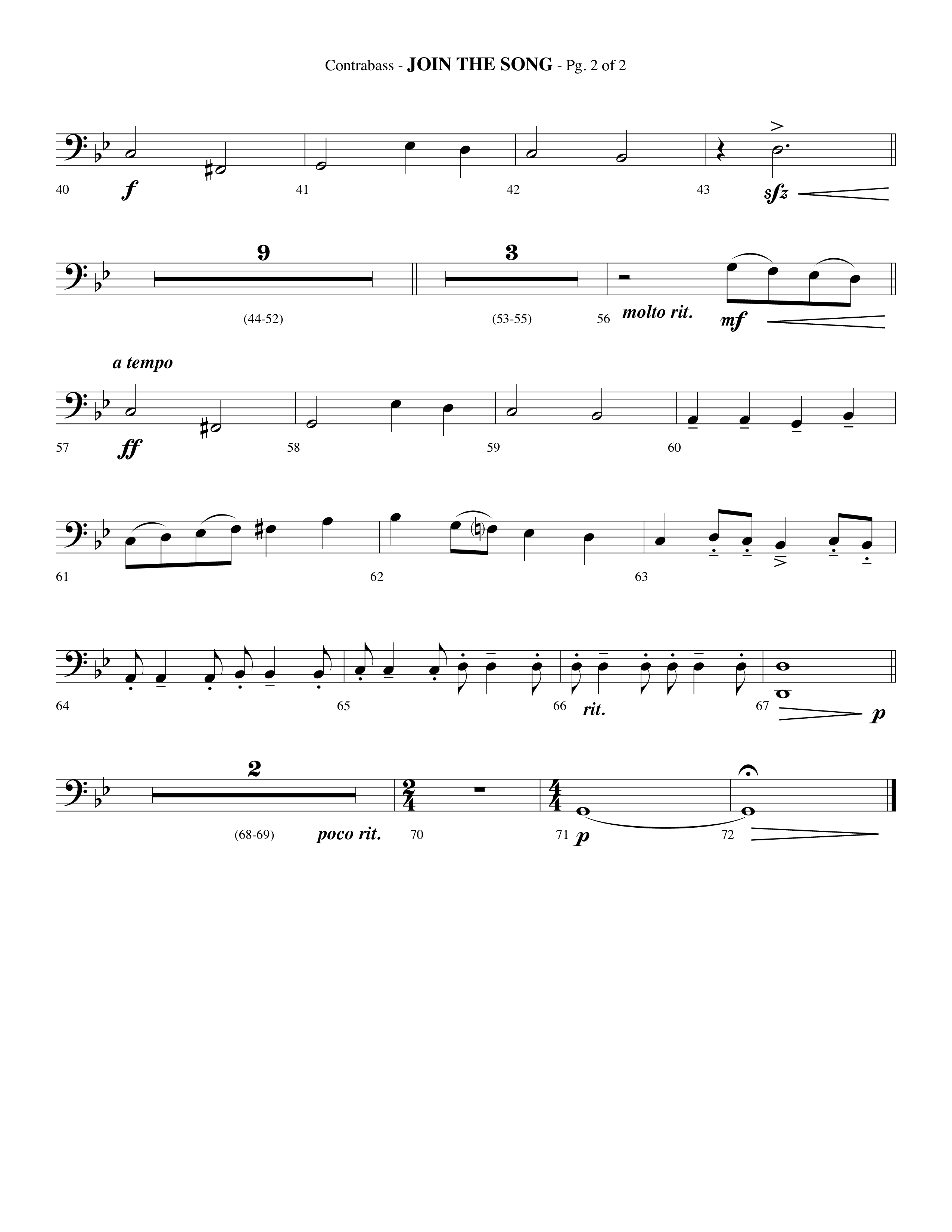 Join The Song (Choral Anthem SATB) Contrabass (Lifeway Choral / Arr. Phillip Keveren)