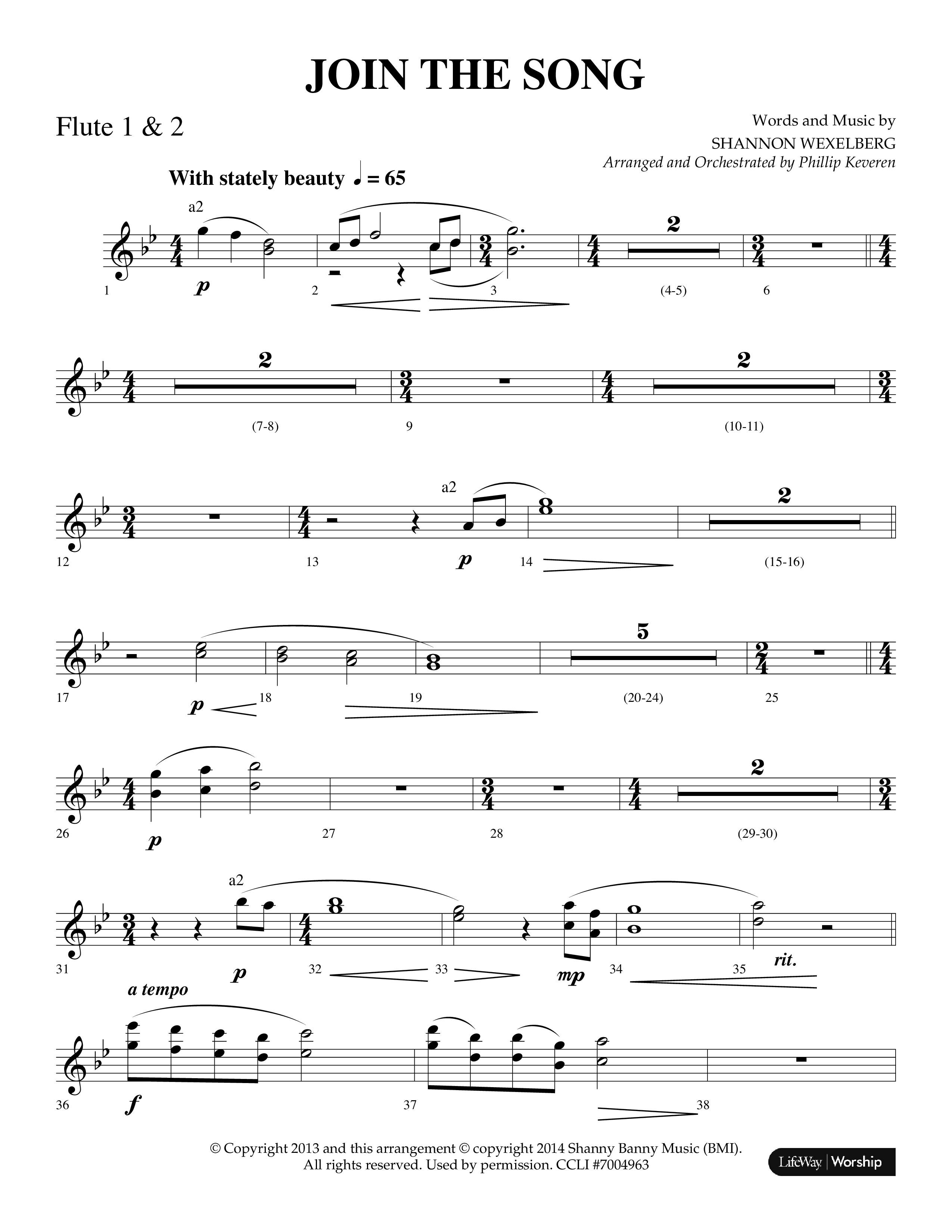 Join The Song (Choral Anthem SATB) Flute 1/2 (Lifeway Choral / Arr. Phillip Keveren)
