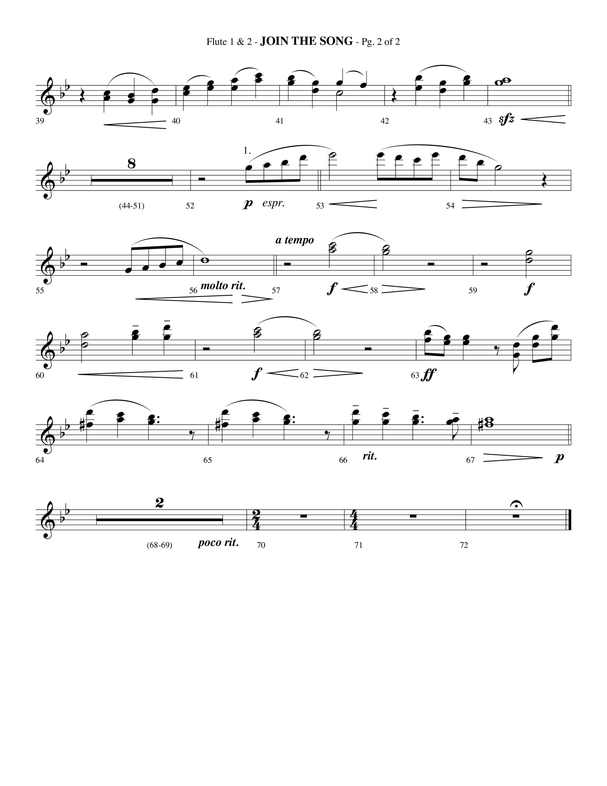 Join The Song (Choral Anthem SATB) Flute 1/2 (Lifeway Choral / Arr. Phillip Keveren)