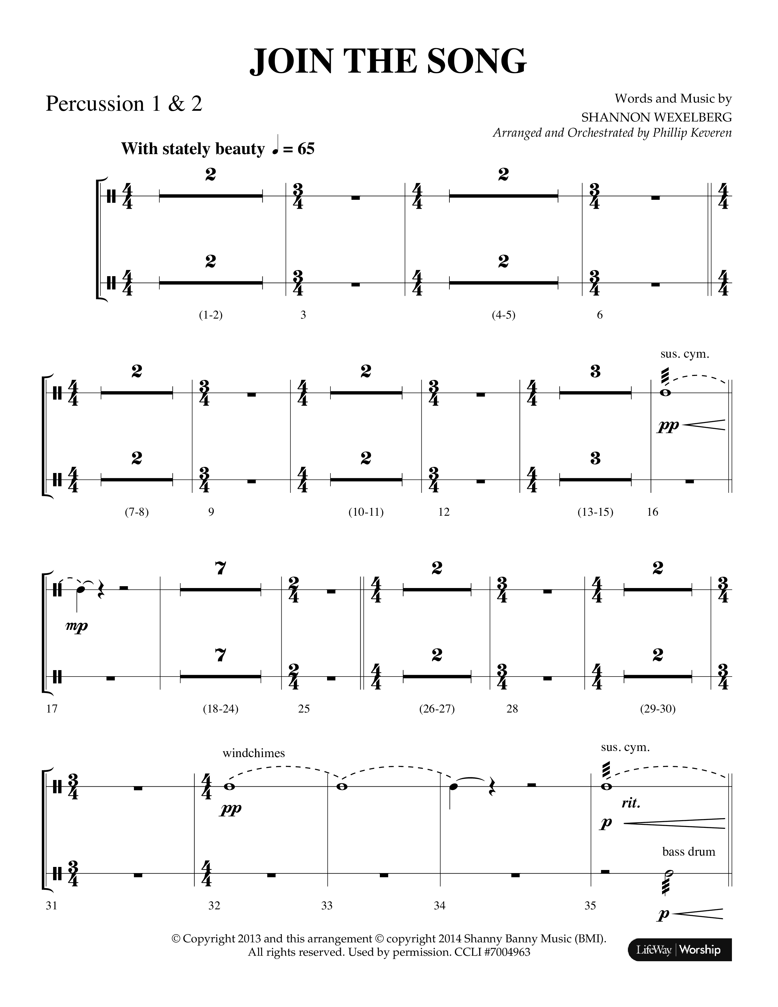 Join The Song (Choral Anthem SATB) Percussion 1/2 (Lifeway Choral / Arr. Phillip Keveren)