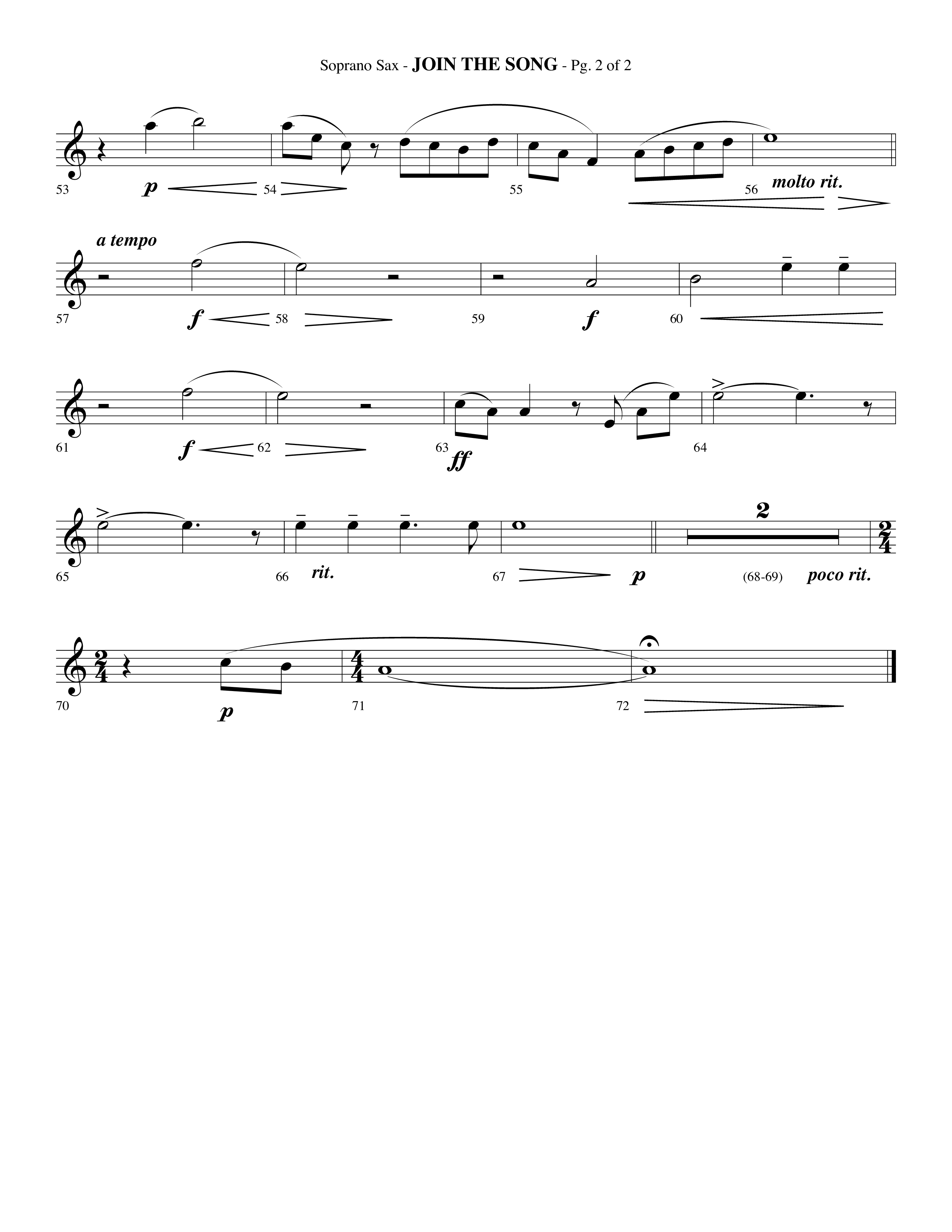 Join The Song (Choral Anthem SATB) Soprano Sax (Lifeway Choral / Arr. Phillip Keveren)