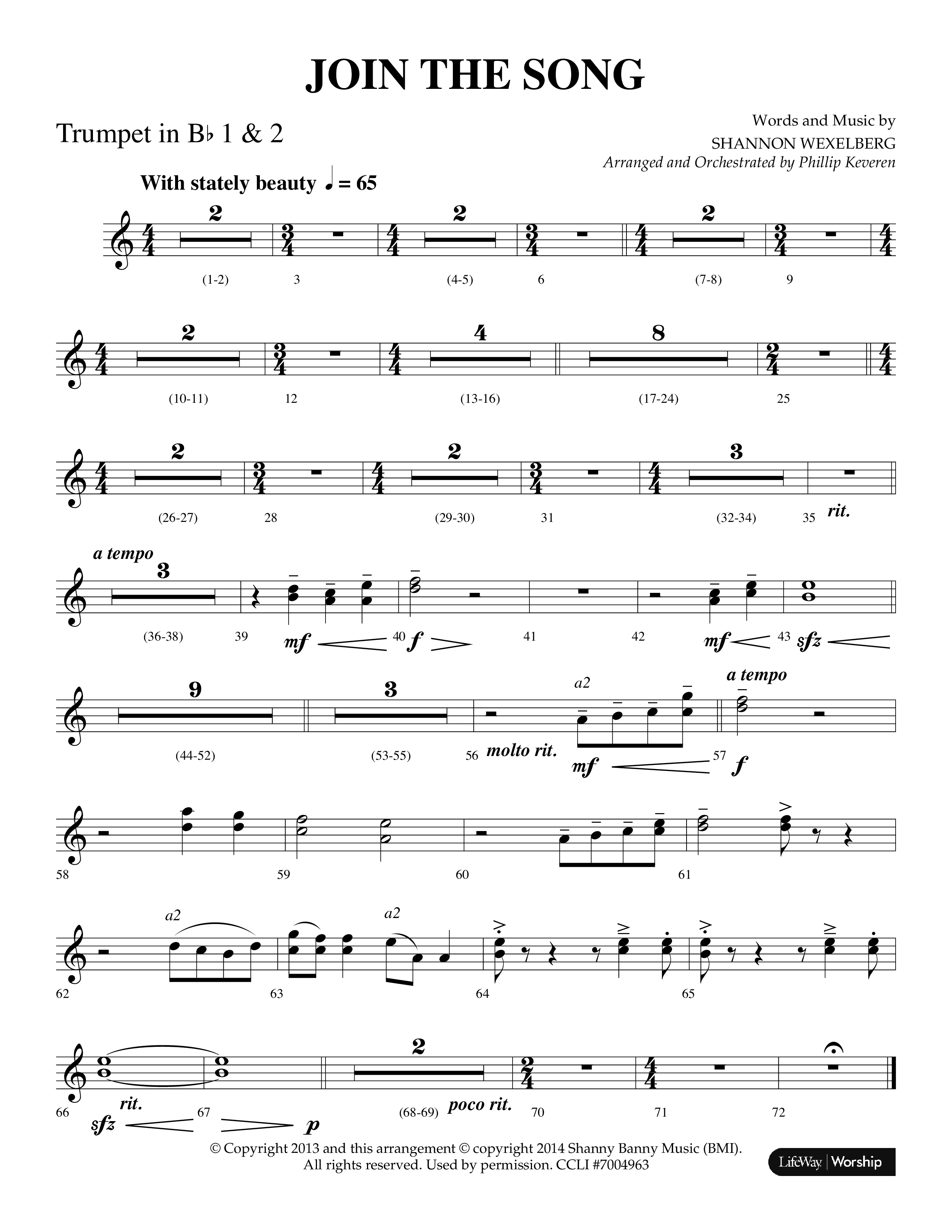 Join The Song (Choral Anthem SATB) Trumpet 1,2 (Lifeway Choral / Arr. Phillip Keveren)