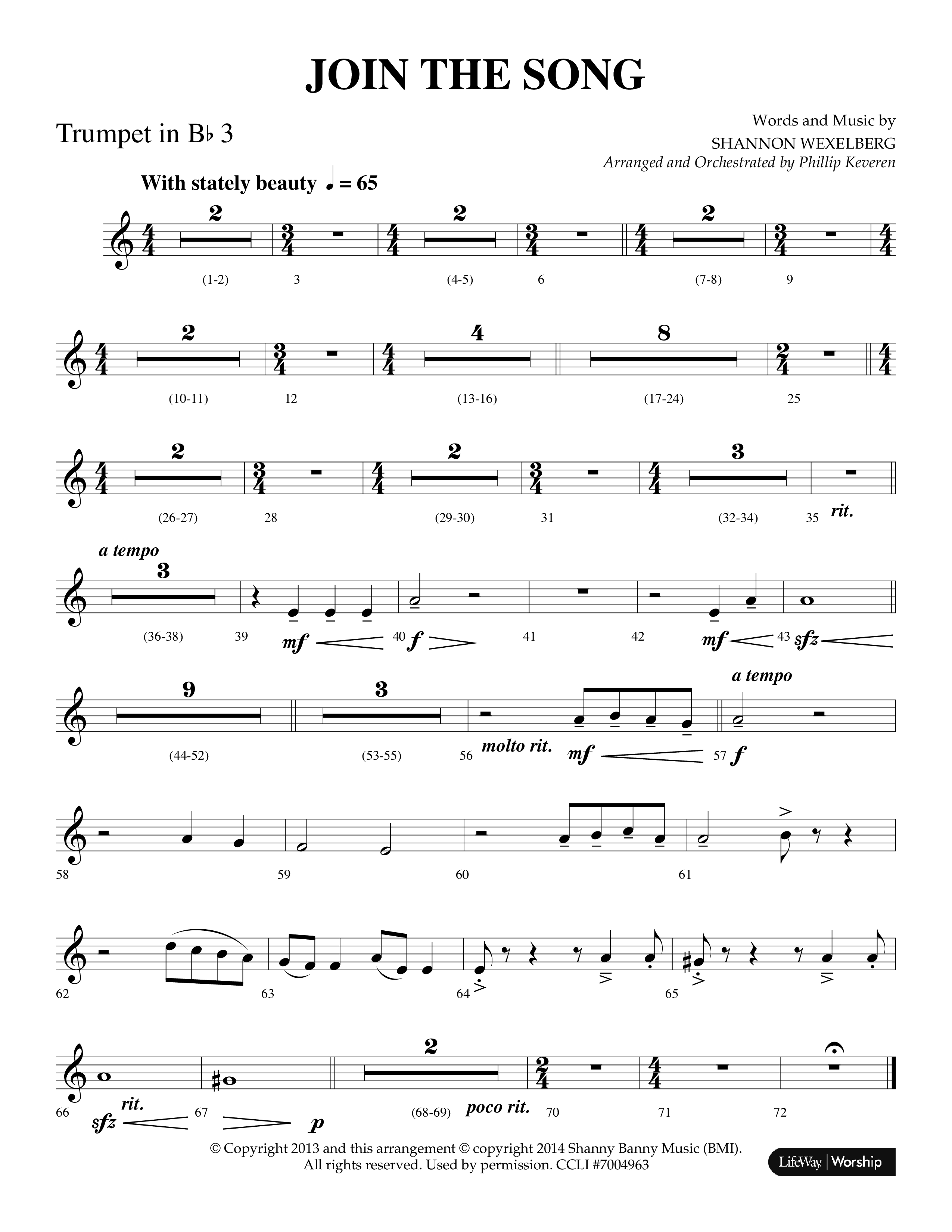 Join The Song (Choral Anthem SATB) Trumpet 3 (Lifeway Choral / Arr. Phillip Keveren)