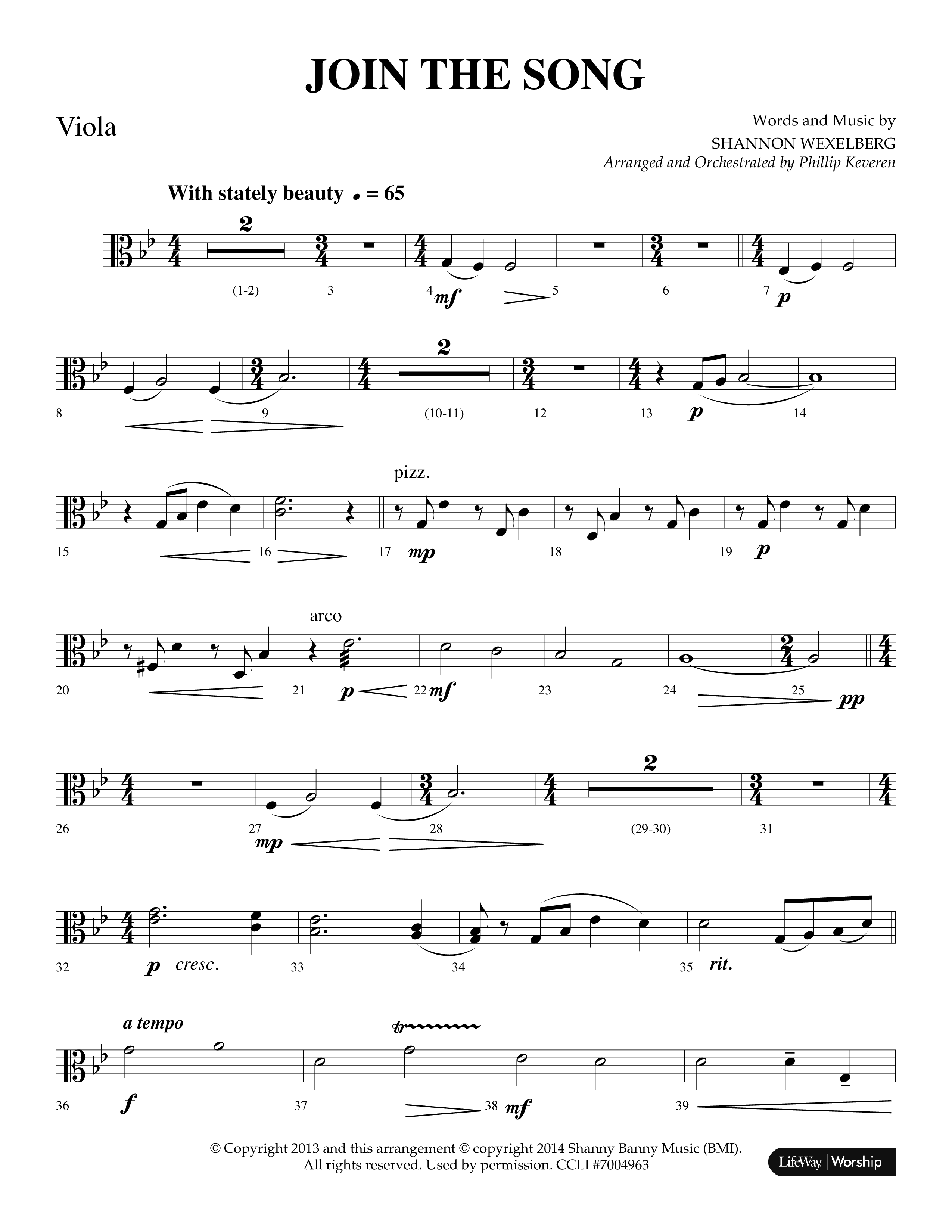 Join The Song (Choral Anthem SATB) Viola (Lifeway Choral / Arr. Phillip Keveren)