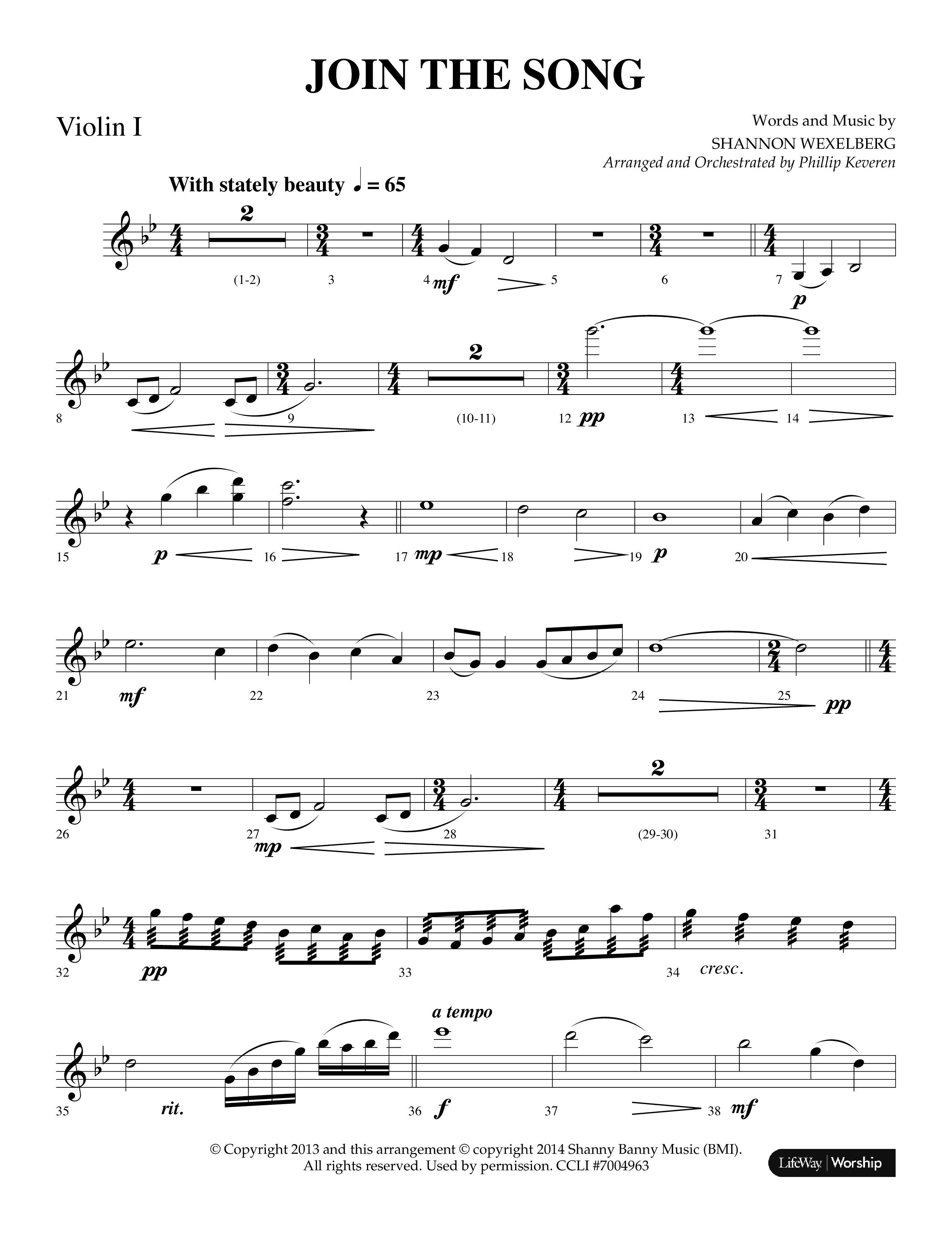 Join The Song (Choral Anthem SATB) Violin 1 (Lifeway Choral / Arr. Phillip Keveren)