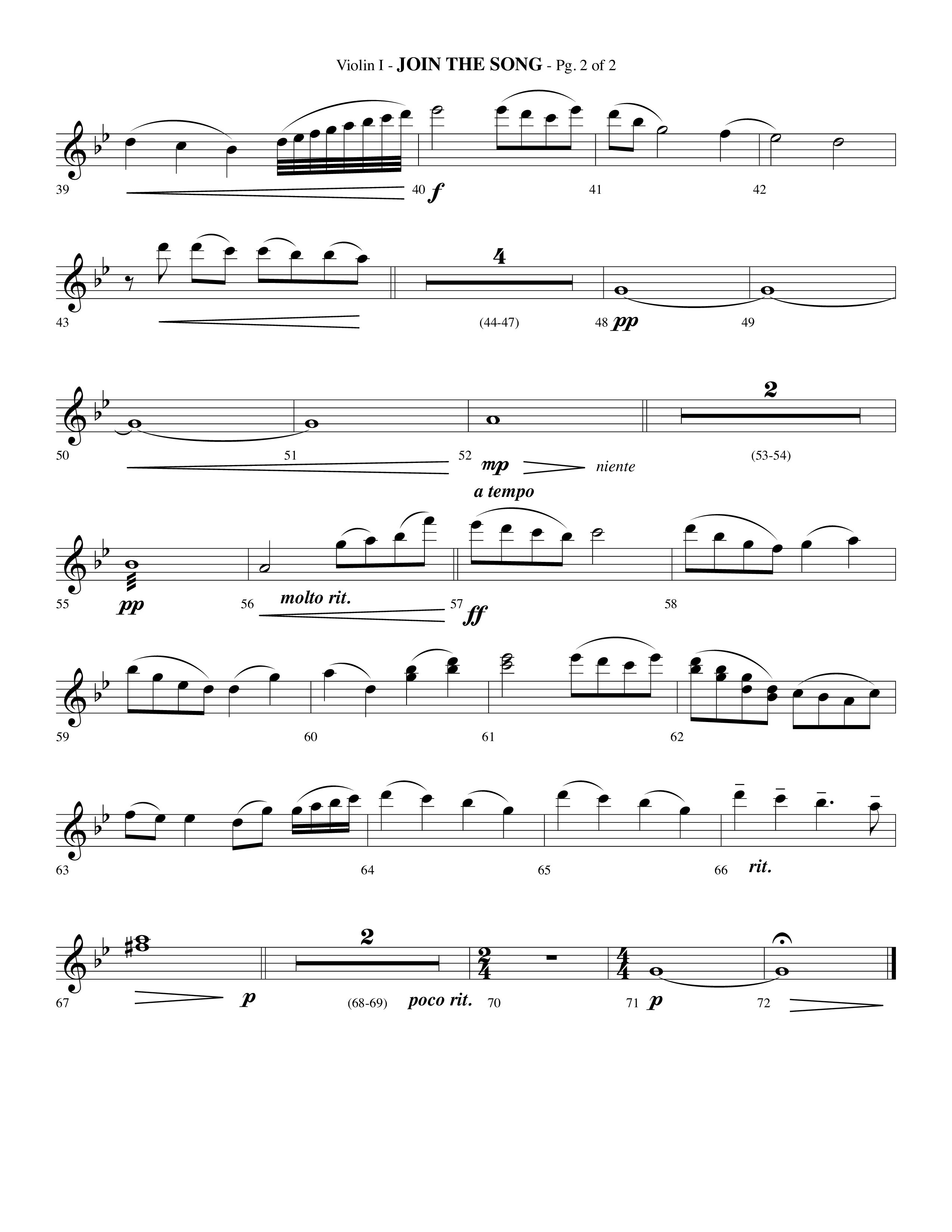 Join The Song (Choral Anthem SATB) Violin 1 (Lifeway Choral / Arr. Phillip Keveren)