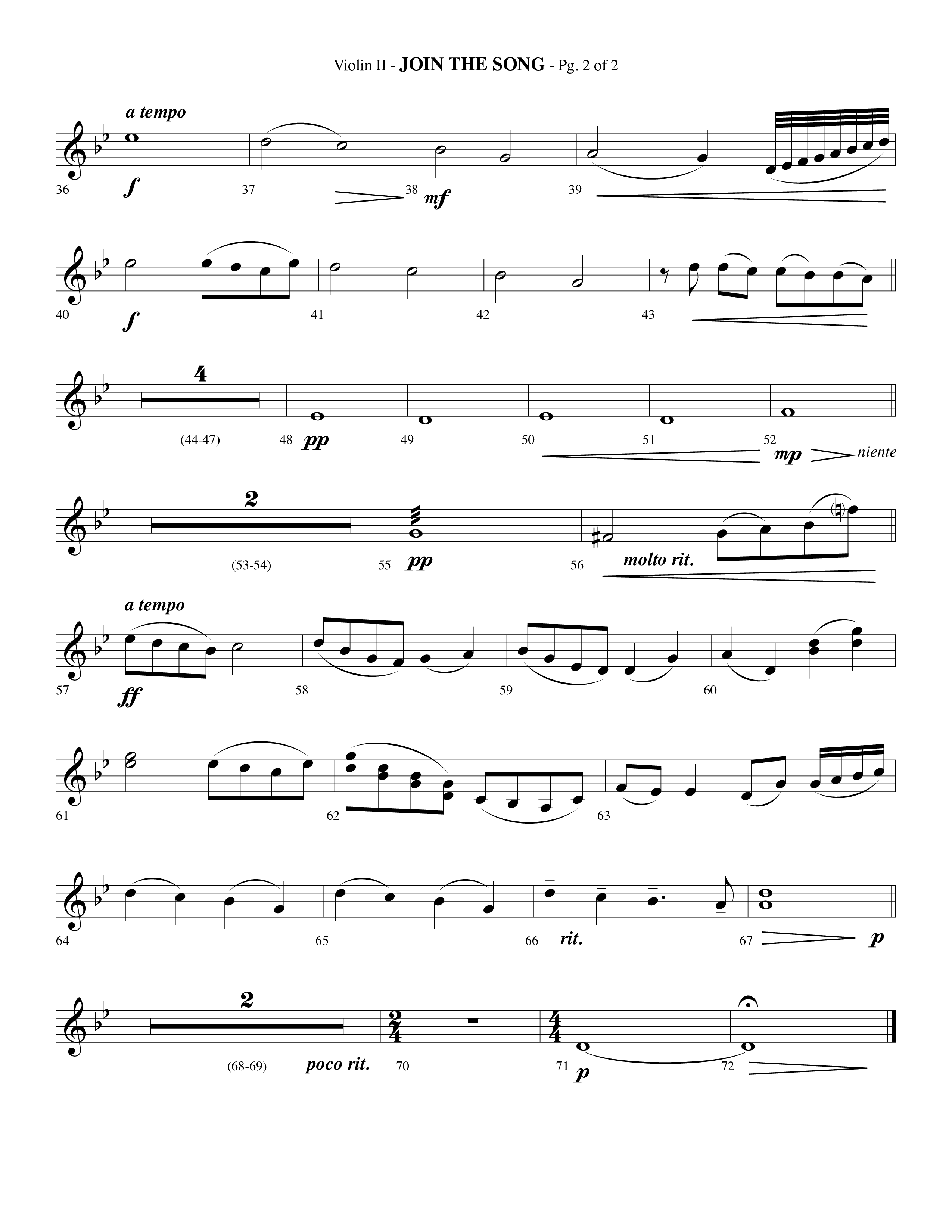 Join The Song (Choral Anthem SATB) Violin 2 (Lifeway Choral / Arr. Phillip Keveren)