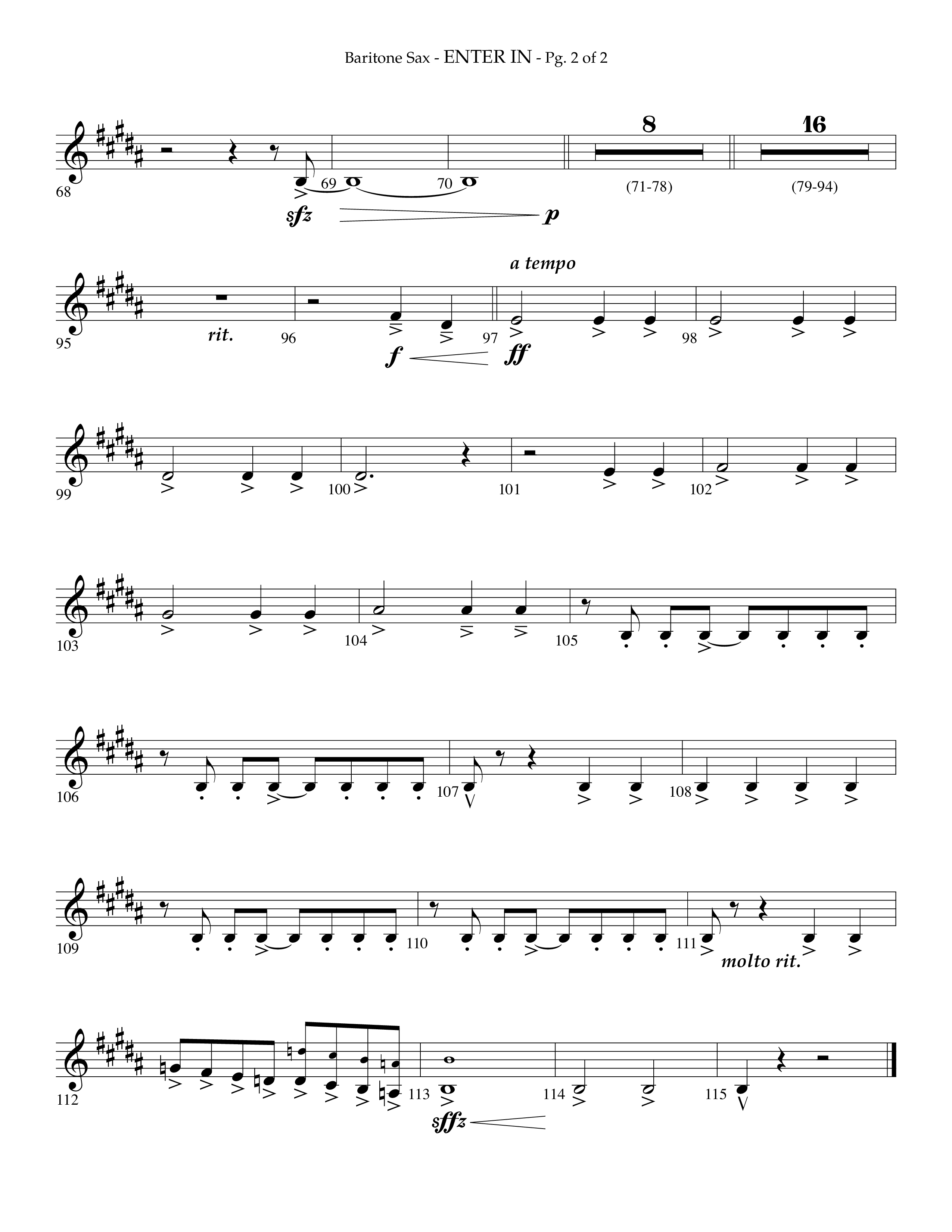 Enter In (Choral Anthem SATB) Bari Sax (Lifeway Choral / Arr. Phillip Keveren)