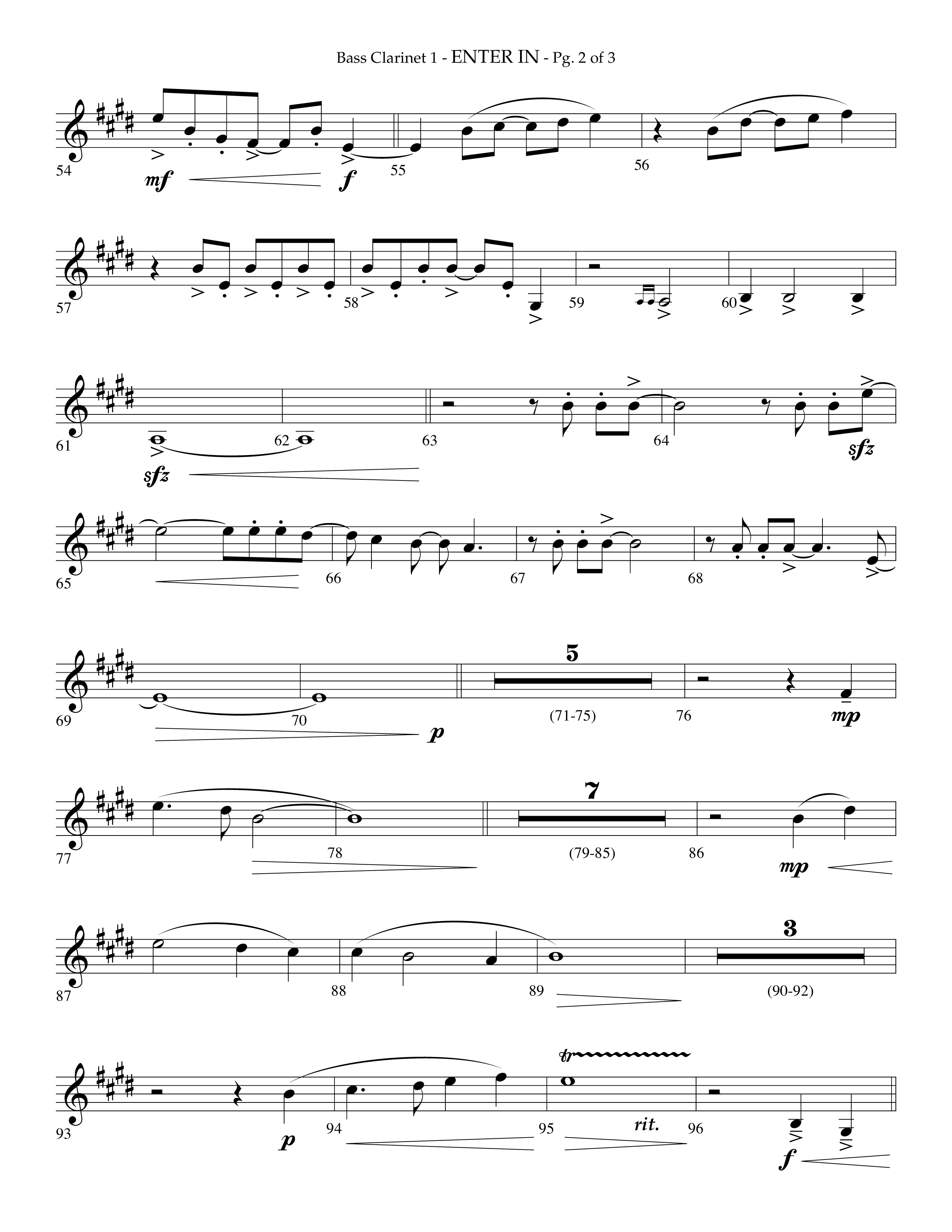 Enter In (Choral Anthem SATB) Bass Clarinet (Lifeway Choral / Arr. Phillip Keveren)