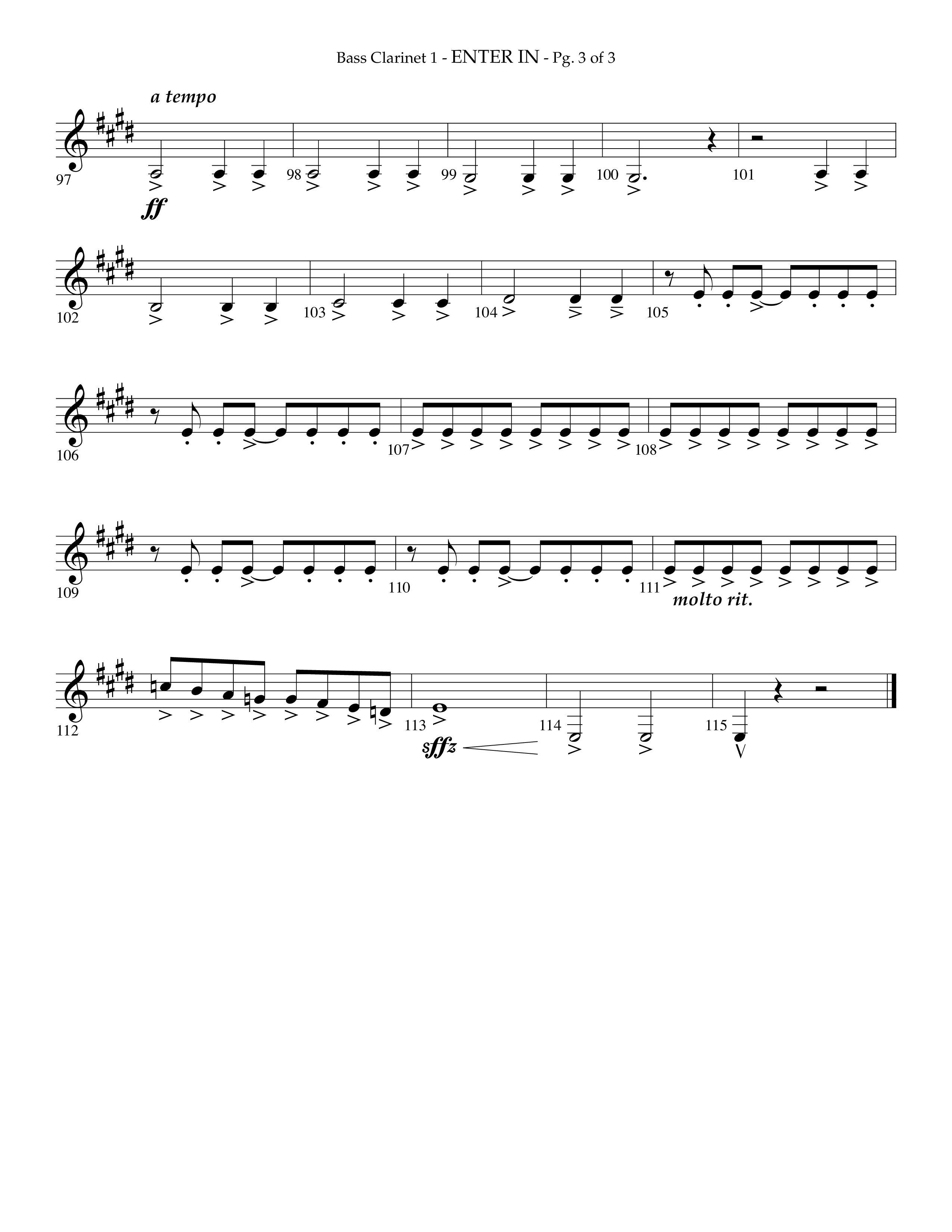 Enter In (Choral Anthem SATB) Bass Clarinet (Lifeway Choral / Arr. Phillip Keveren)