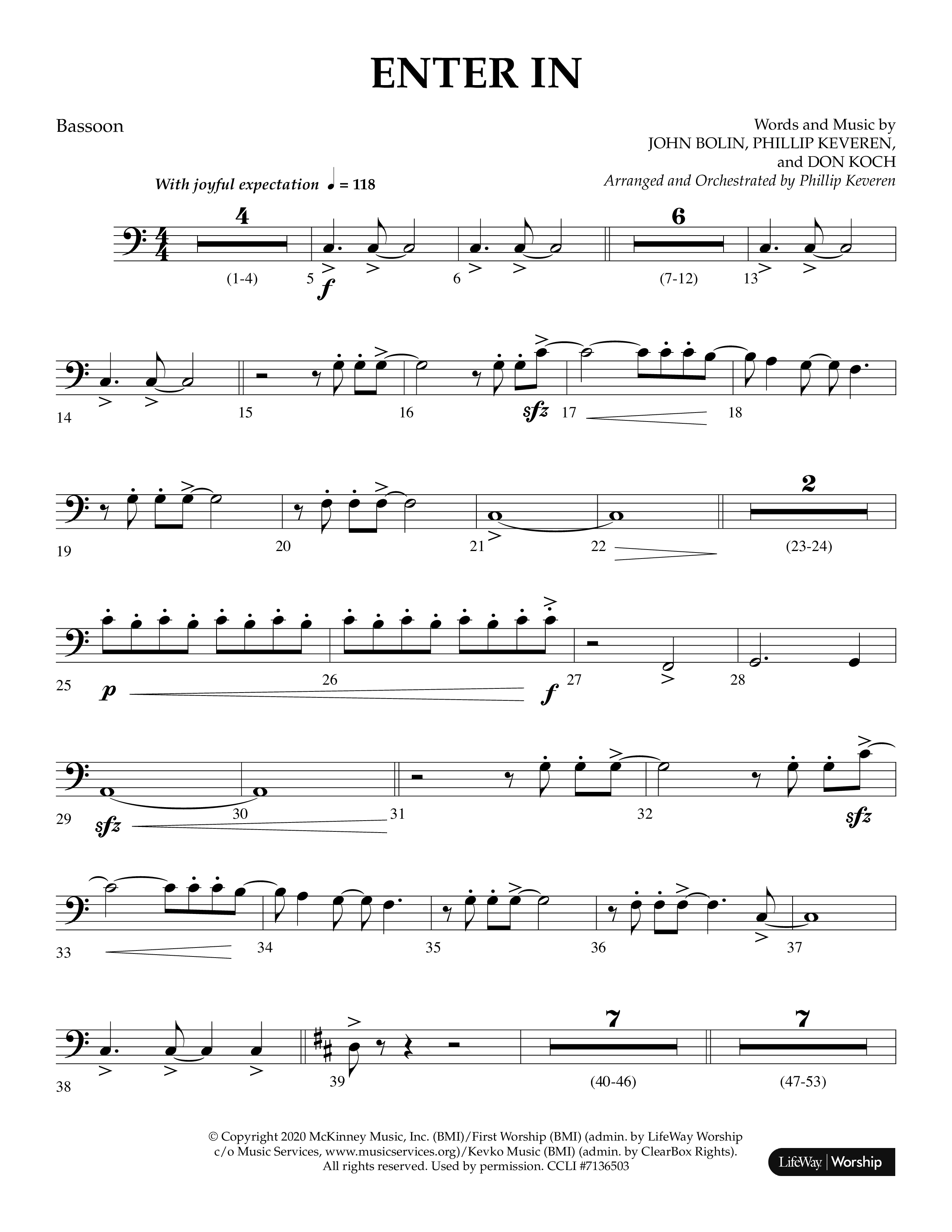 Enter In (Choral Anthem SATB) Bassoon (Lifeway Choral / Arr. Phillip Keveren)