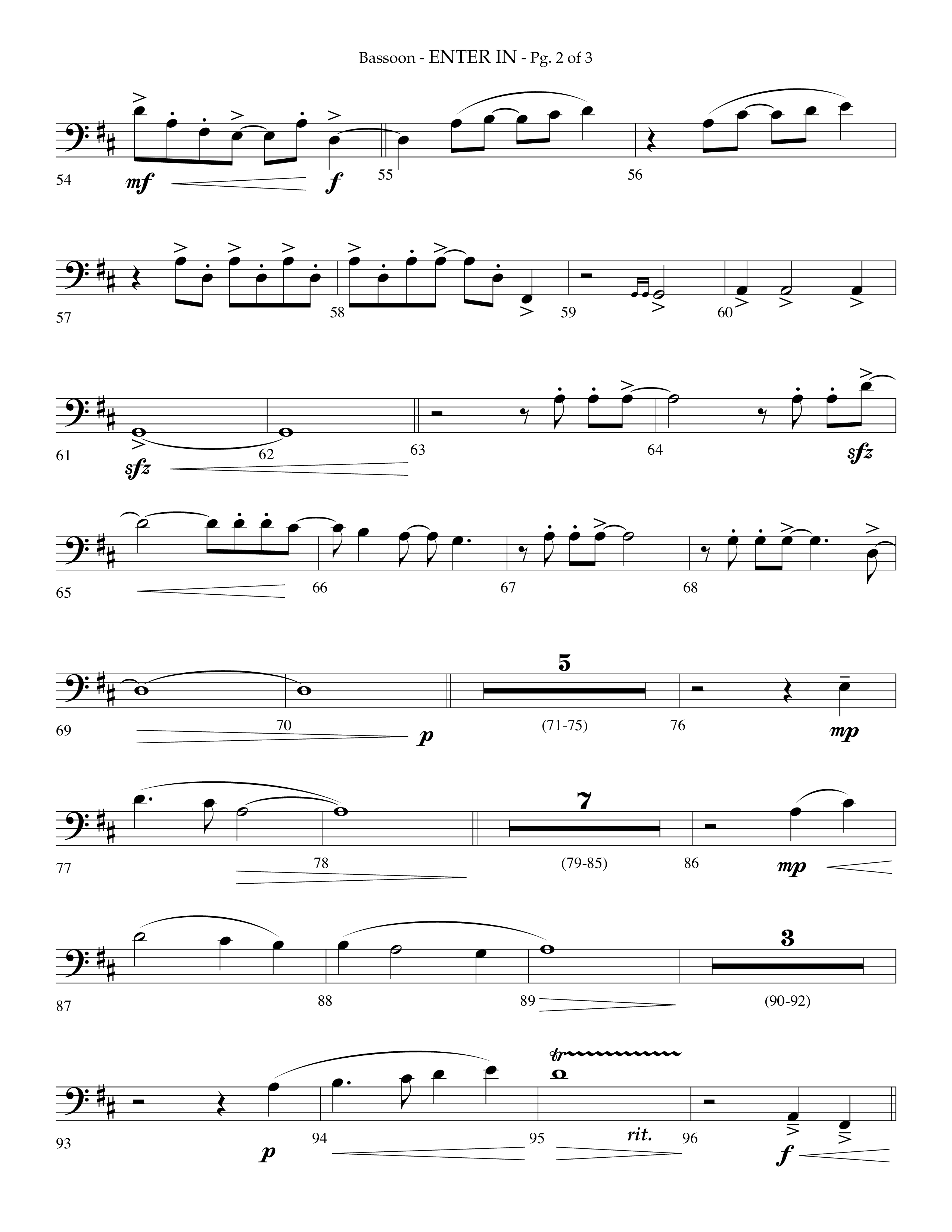 Enter In (Choral Anthem SATB) Bassoon (Lifeway Choral / Arr. Phillip Keveren)
