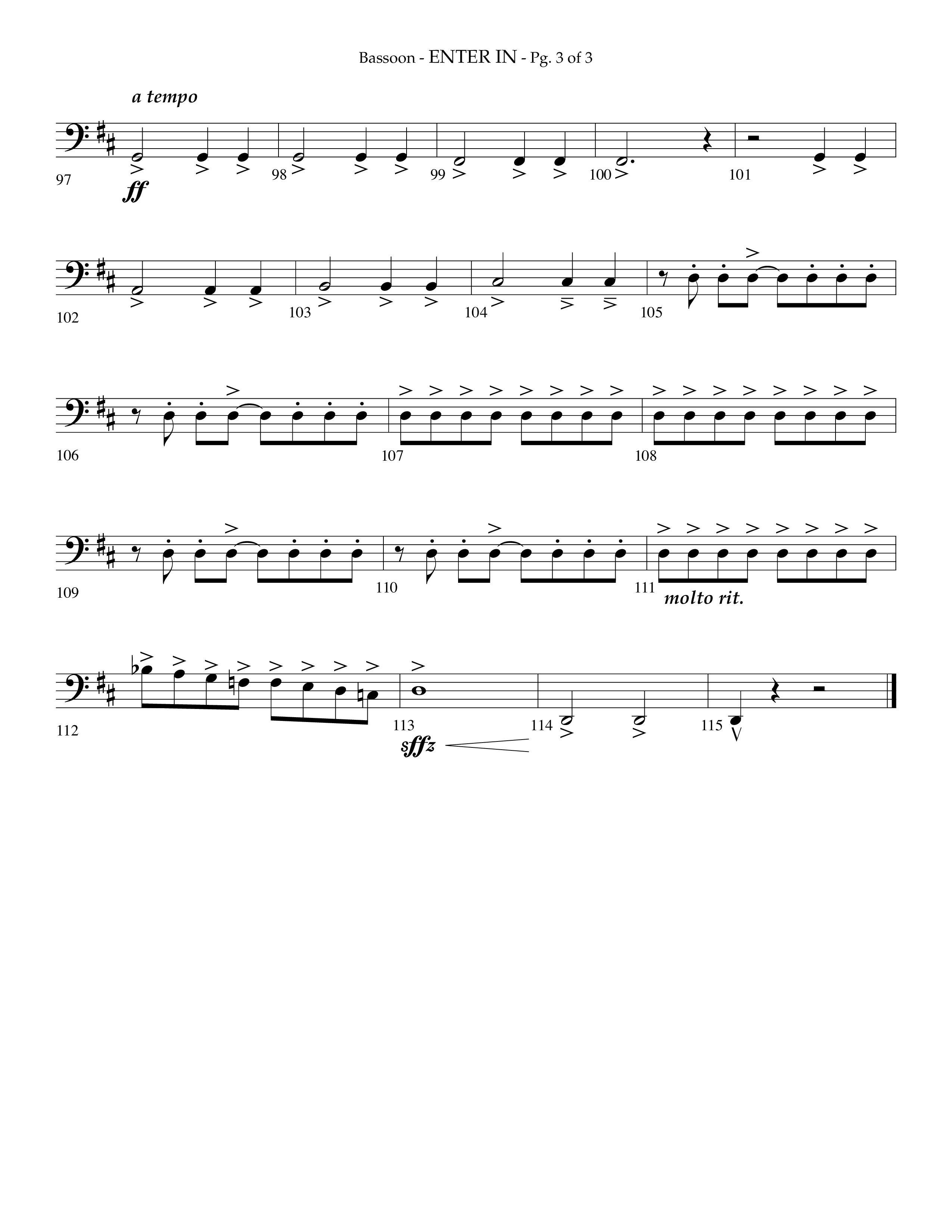 Enter In (Choral Anthem SATB) Bassoon (Lifeway Choral / Arr. Phillip Keveren)